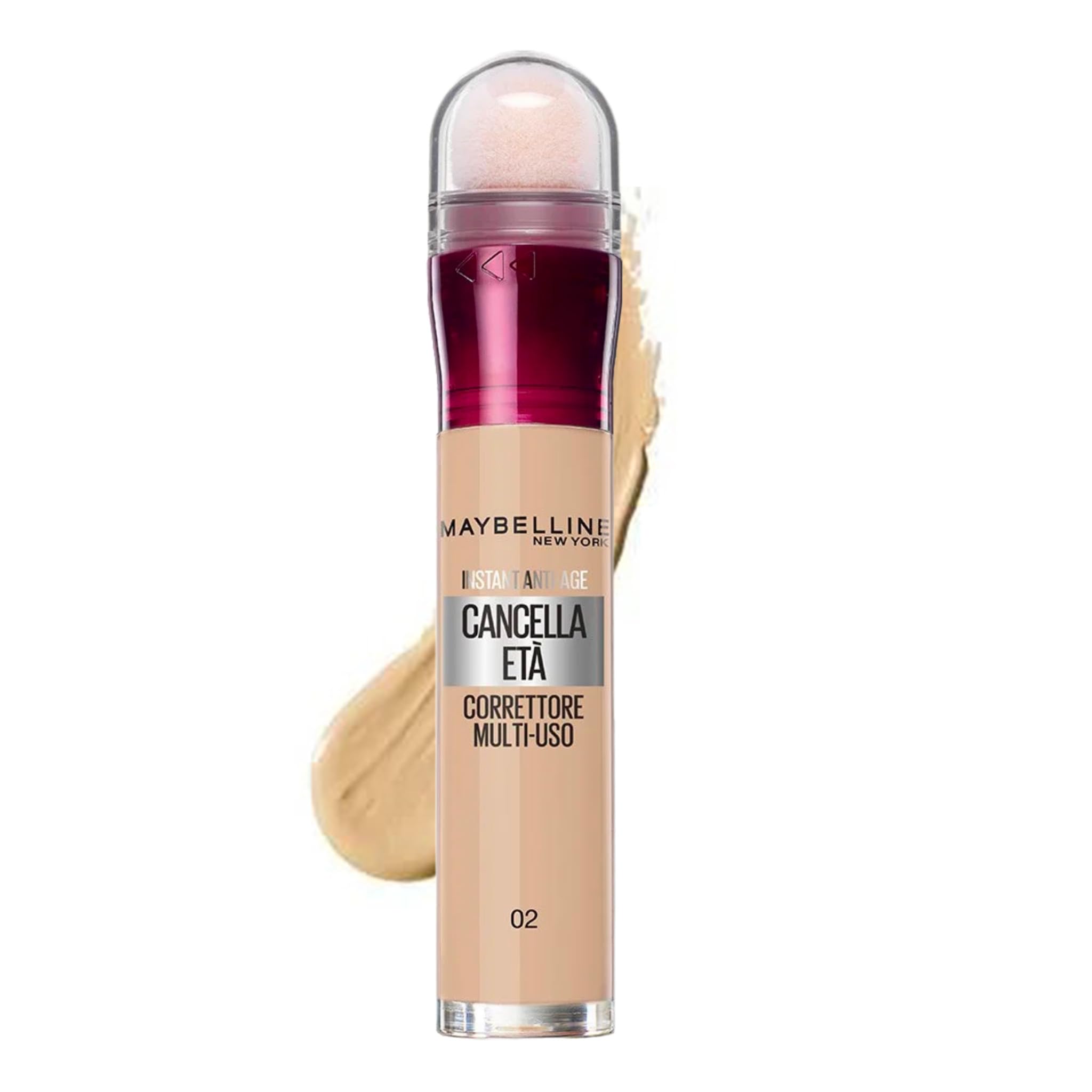 Maybelline New York Correttore Multi-Uso, Idratante e con Coprenza Modulabile, Imperfezioni e Occhiaie Coperte, Con Bacche di Goji e Haloxyl, Cancella Età, Tonalità: 02 Nude, 6,8 ml