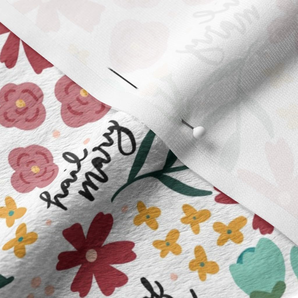 Spoonflower Fabric - Hail Mary Prayer Floral Printed on Minky Fabric by The Yard - Sewing Baby Blankets Quilt Backing Plush