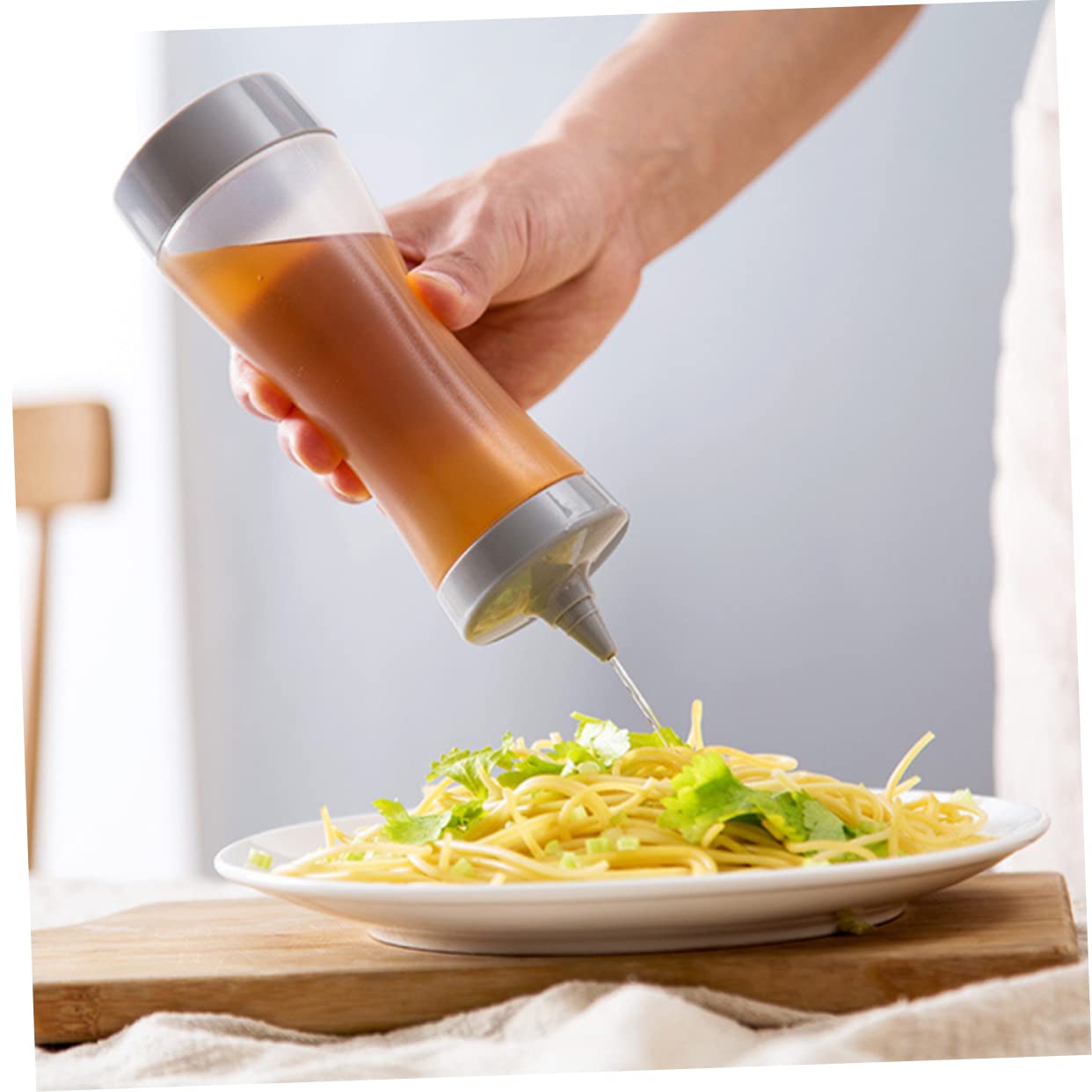 Luxshiny 3Pcs Plastic Sauce Dispensers Squeeze Bottles for Salad Dressing Condiments More Beige Grey Pink Flexible Nozzle for Ketchup Mustard Jam