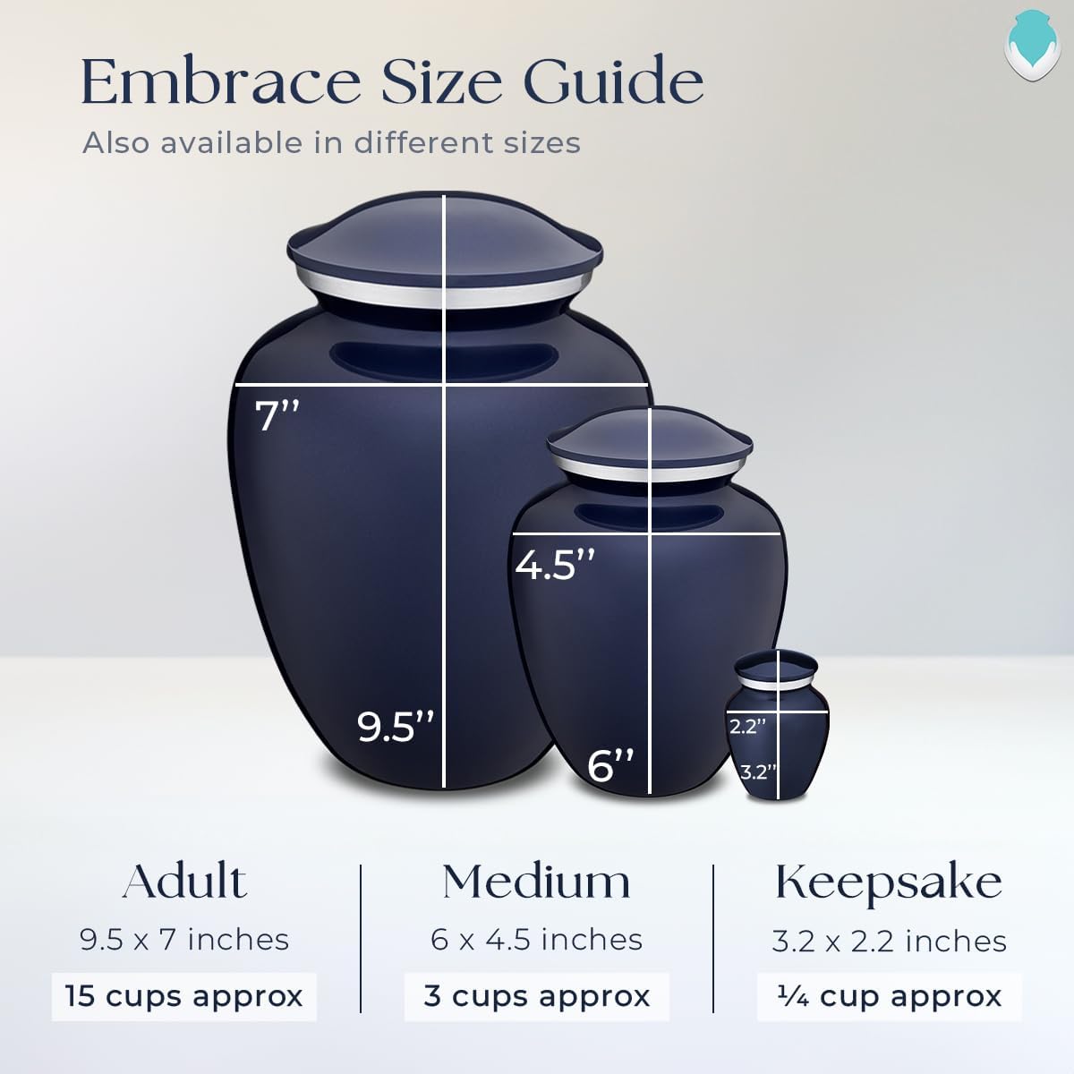 Geturns Embrace Adult Personalized Picture Cremation Urns for Human Ashes I Large Photo Cobalt Blue Funeral Urn for Men and Women I 200 lbs