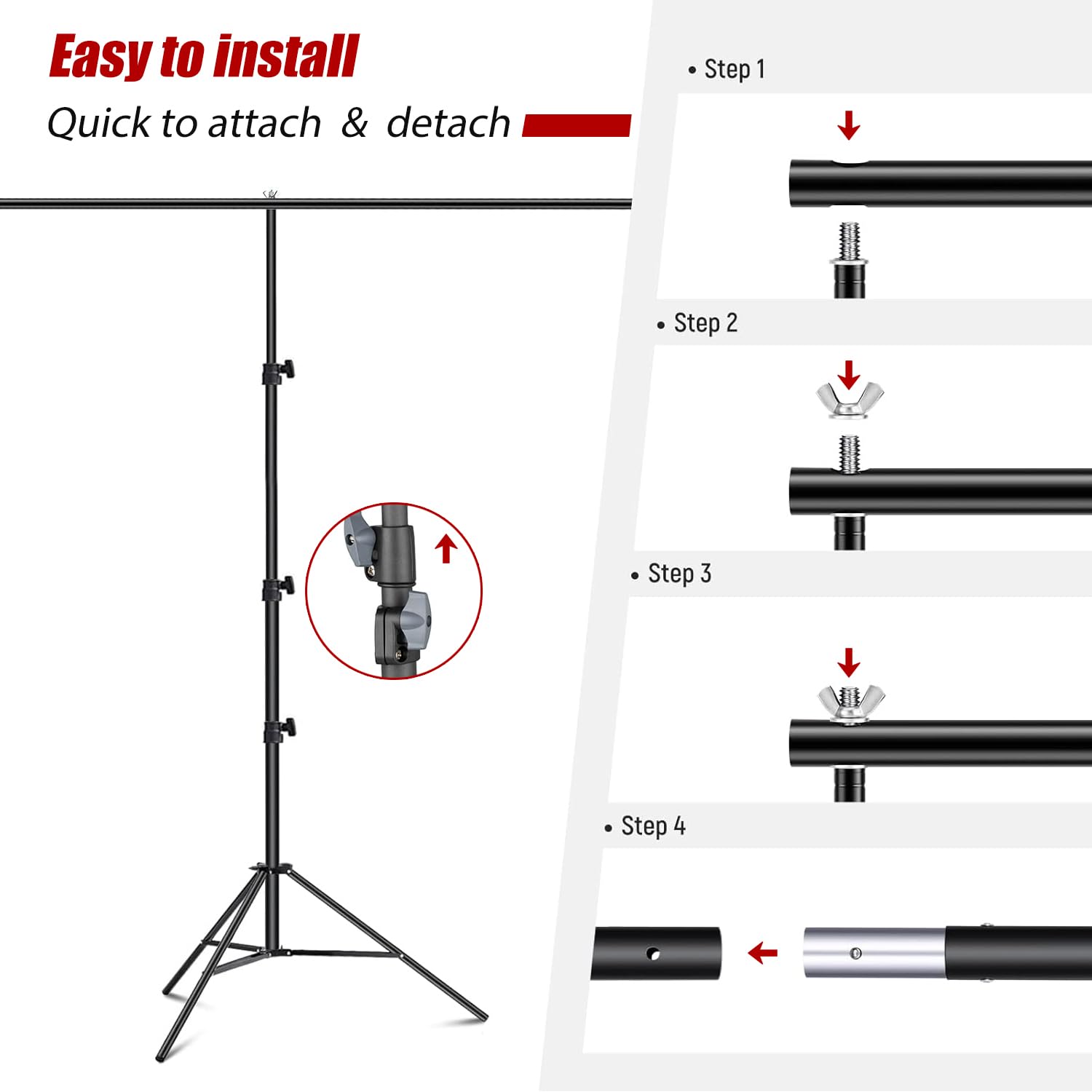 Soporte Fondo, Kit Ajustable 7 X 10 Pies, Soporte Portátil Con 3 Barras Transversales Pantalla Robusta Para Bodas Estudios Fotograficos Vevor 94551012