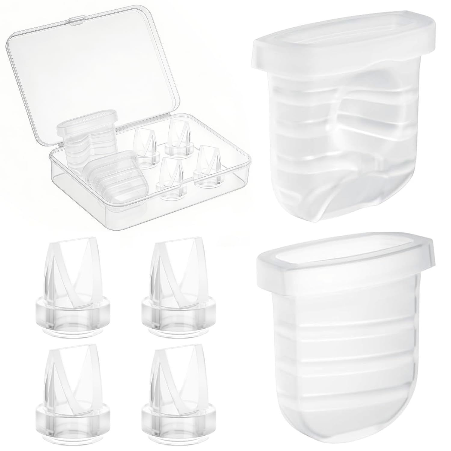 Breast Pump Replacement Parts Compatible with Lansinoh Discreet Duo,Nuliie S32,2 Diaphragms 4 Duckbill Valves, BPA-Free Silicone Breast Pump Accessories with Storage Case (2 Diaphragms+4 Valves)
