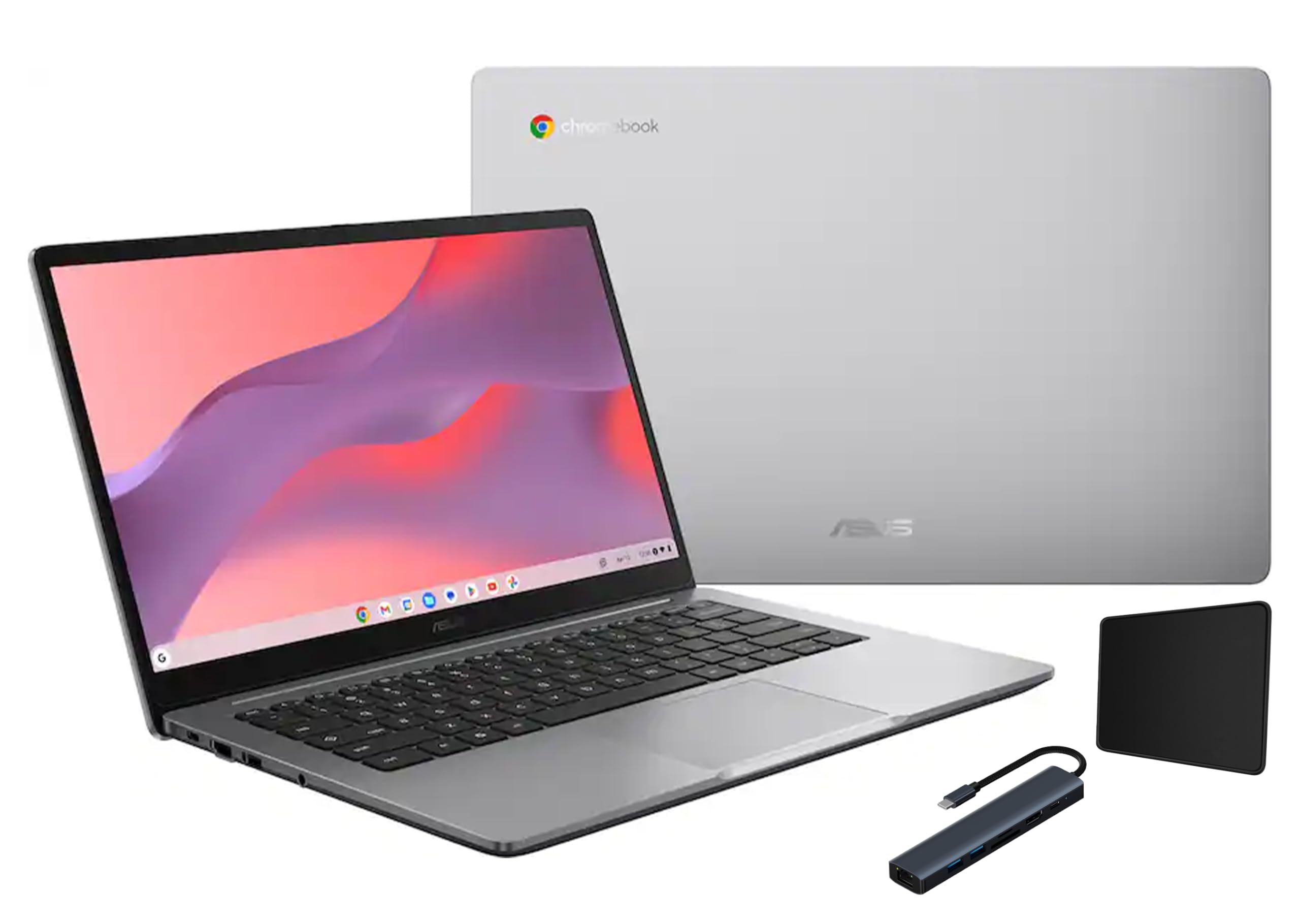ASUS CX14 14" FHD Chromebook Laptop, Intel Celeron N4500, 4GB Memory, 64GB eMMC, Misty Grey, Webcam, Intel UHD Graphics, Chrome OS with TGY Accessories