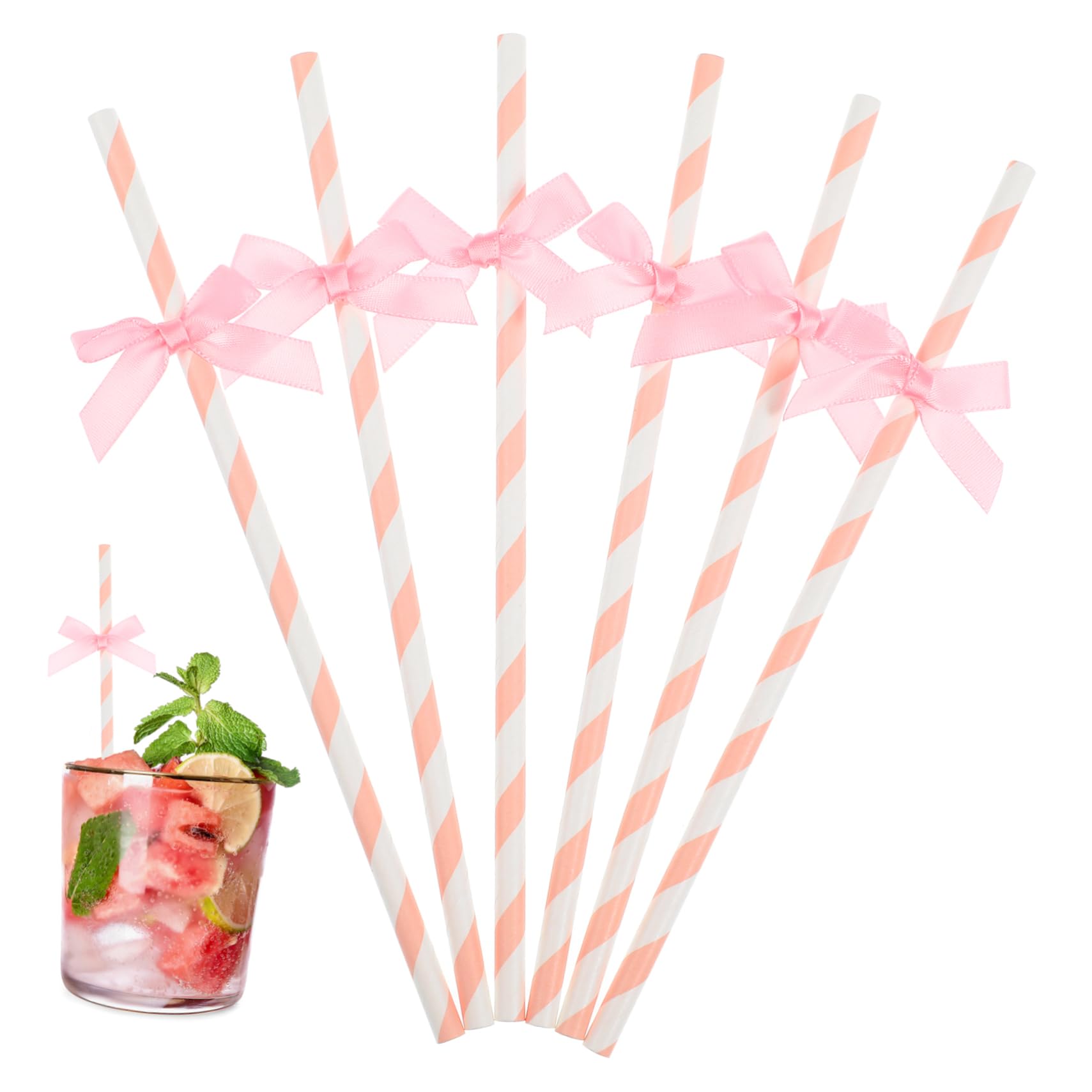 Gatuida 60 pièces Pailles Papier Roses avec Nœud Décoratif Décorations Anniversaire pour Fête Accessoires pour Gâteau et Célébrations