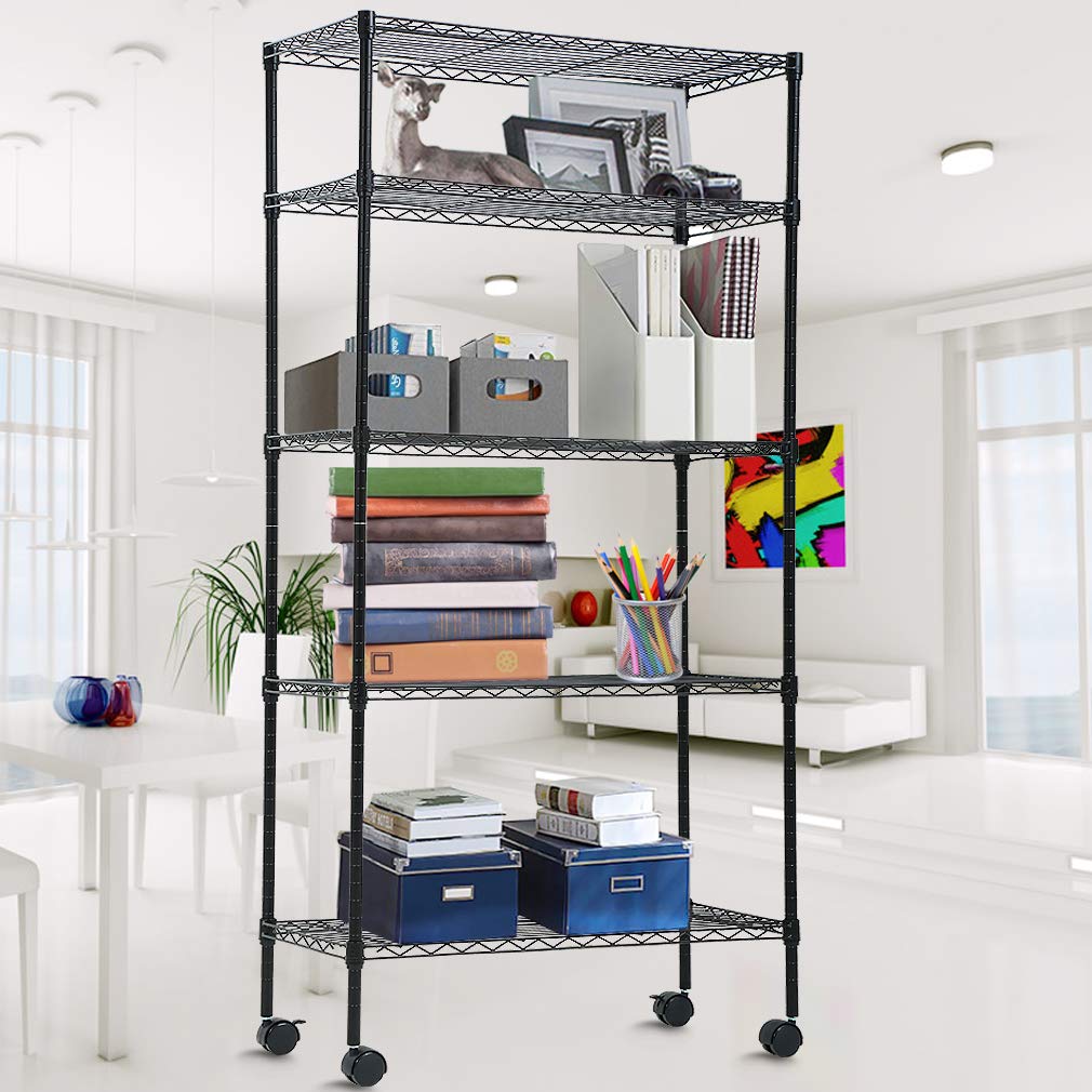 Buy Dkeli 5 Tier Wire Shelving with Wheels, 14"x30"x60" Storage Shelves