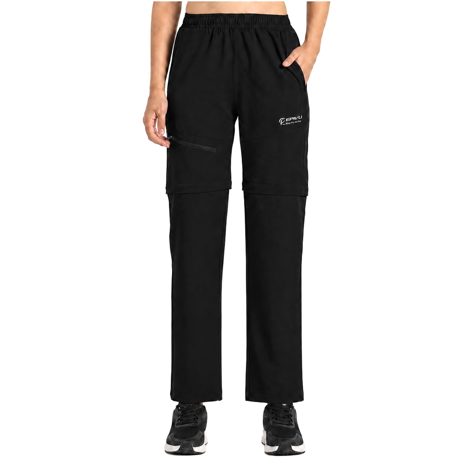 Women’s Convertible Track Pants to Shorts – Zip-Off Quick Dry Hiking Pants with Pockets, Lightweight Outdoor Travel Trousers-image-2