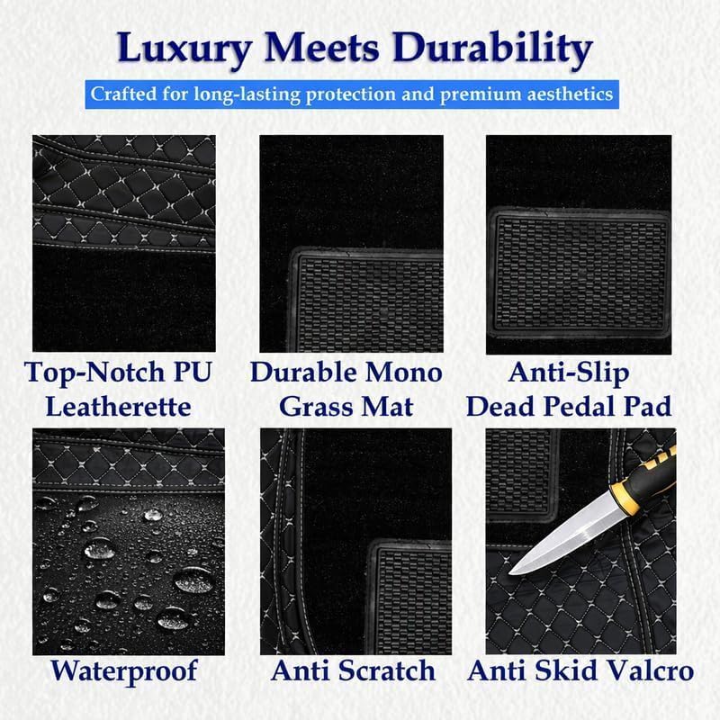 Image of 7D car mat Full Set for Tata Sierra (Model : 2025) || Luxury Leather Double Car Floor Mat Complete Set || 100% Waterproof and Washable || Color : Black