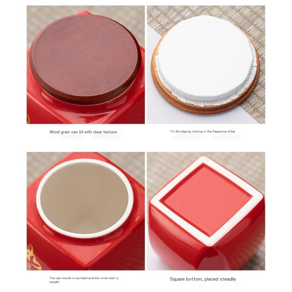 HLTYGWX Kanistry kuchenne Pojemnik do przechowywania herbaty luzem Słoik Ceramiczny szczelnie zamknię słoik Słoik do przechowywania przypraw kuchennych Retro Teaware Podwójny słoik Zestaw pudełek