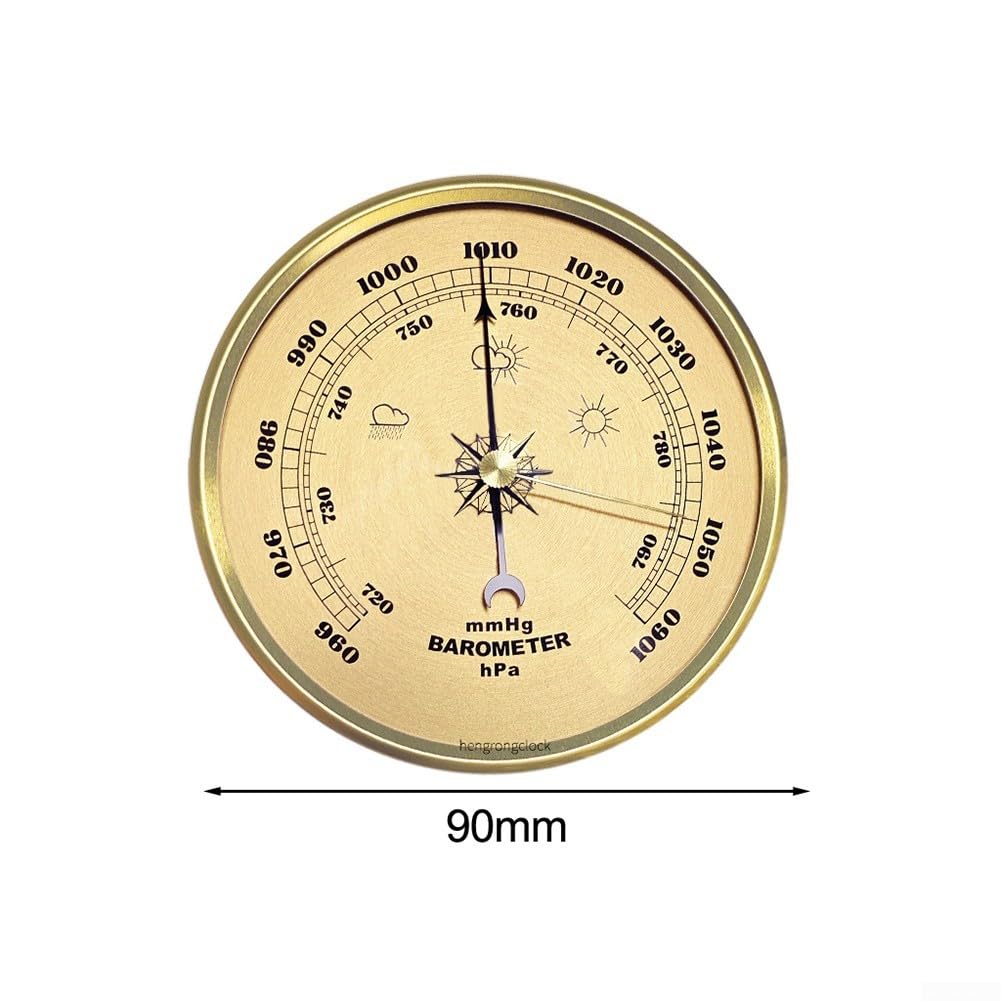 Barometro con struttura in metallo per la casa con orologio meccanico che misura la pressione atmosferica che fornisce aggiornamenti meteorologici affidabili (90 mm)