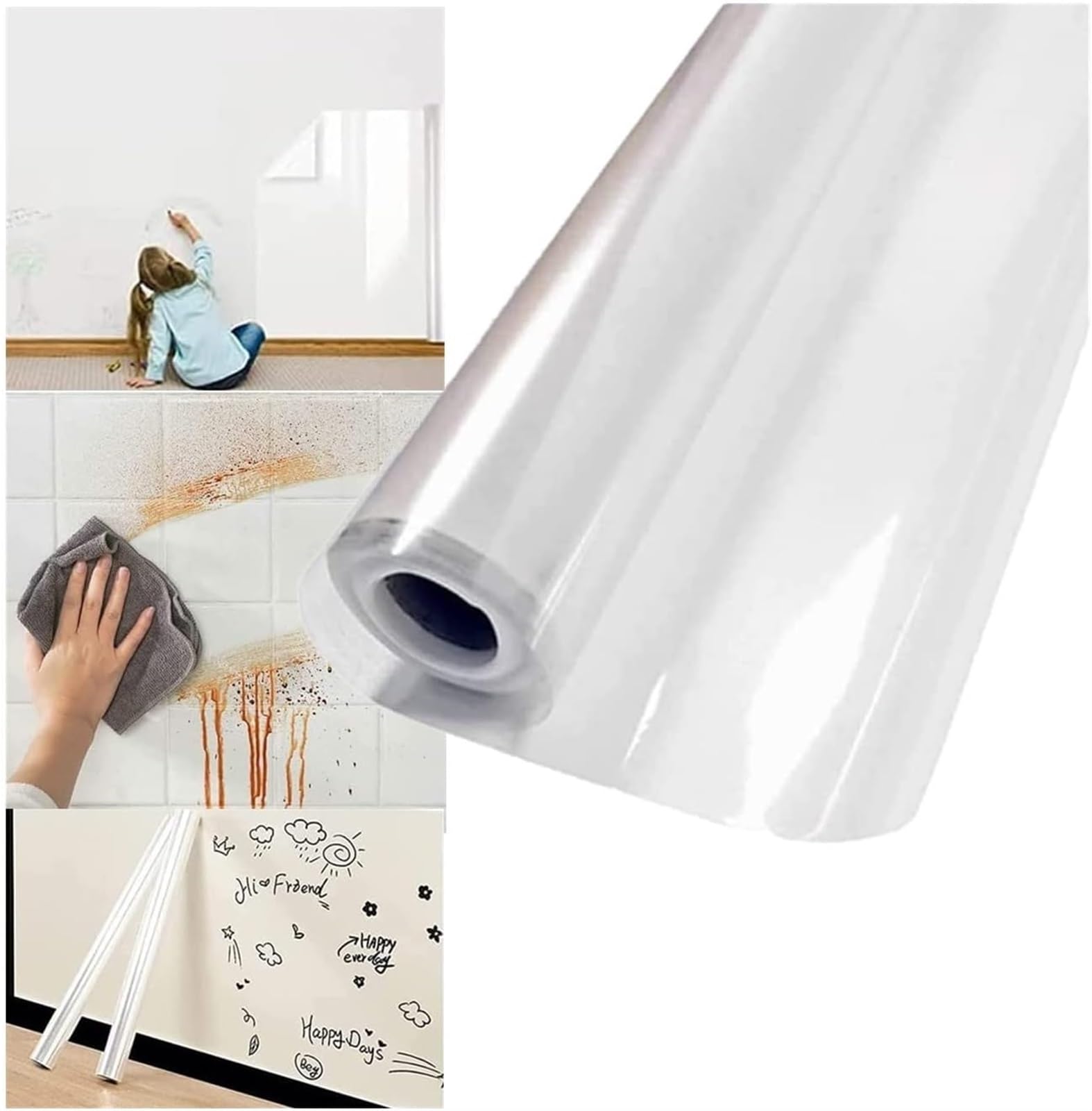 Electrostatic Absorption Wall Protective Film Removable Clear Wall Protector Oil Proof Waterproof Sticker Furniture Self-Adhesive Protection Film Heat Resistant Anti Scratch Wallpaper ( Size : 0.45*10