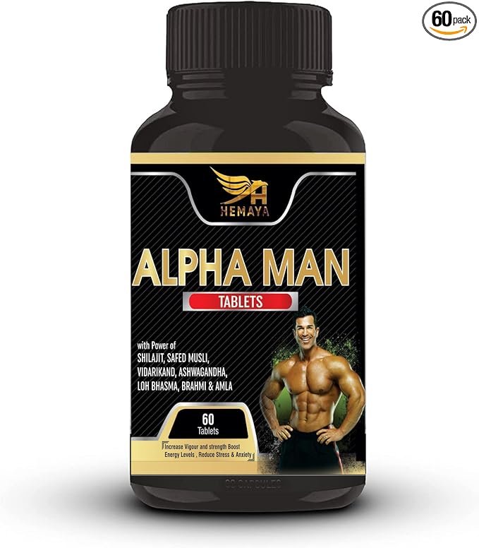 Hemaya Alpha Man Andro-Boost Formula Supplement for Men with Tribulus Terrestris, Ashwagandha, Kaunj Beej, Performance, Muscle Support And Energy Support- 60 tablets