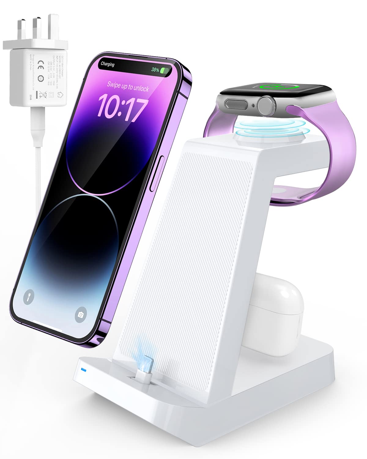 Charging Station for Apple: 3 in 1 Fast Charger Station for Apple Watch 8/7/6/5/4/3/2/SE - Wireless Watch Charger for Apple Watch 8/7/6/5/4/3/2/SE, Charging Dock Stand for Airpods Pro2/Pro/3/2/1