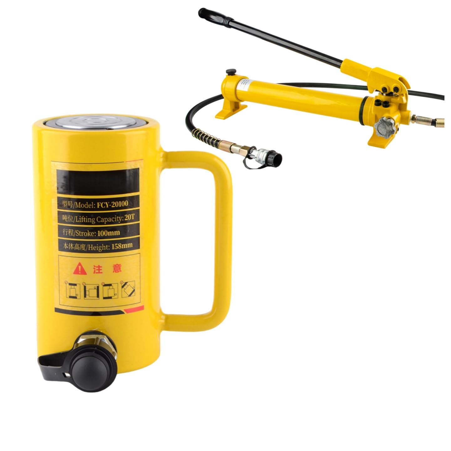 Martinetto Con Cilindro Idraulico Lungo, Corsa 4 Pollici/100 Mm Pompa Manuale CP-700, Kit, Multifunzione, Retrazione Automatica For Navi, Ponti, Costruzioni(20T jack+CP-700 hand pump)