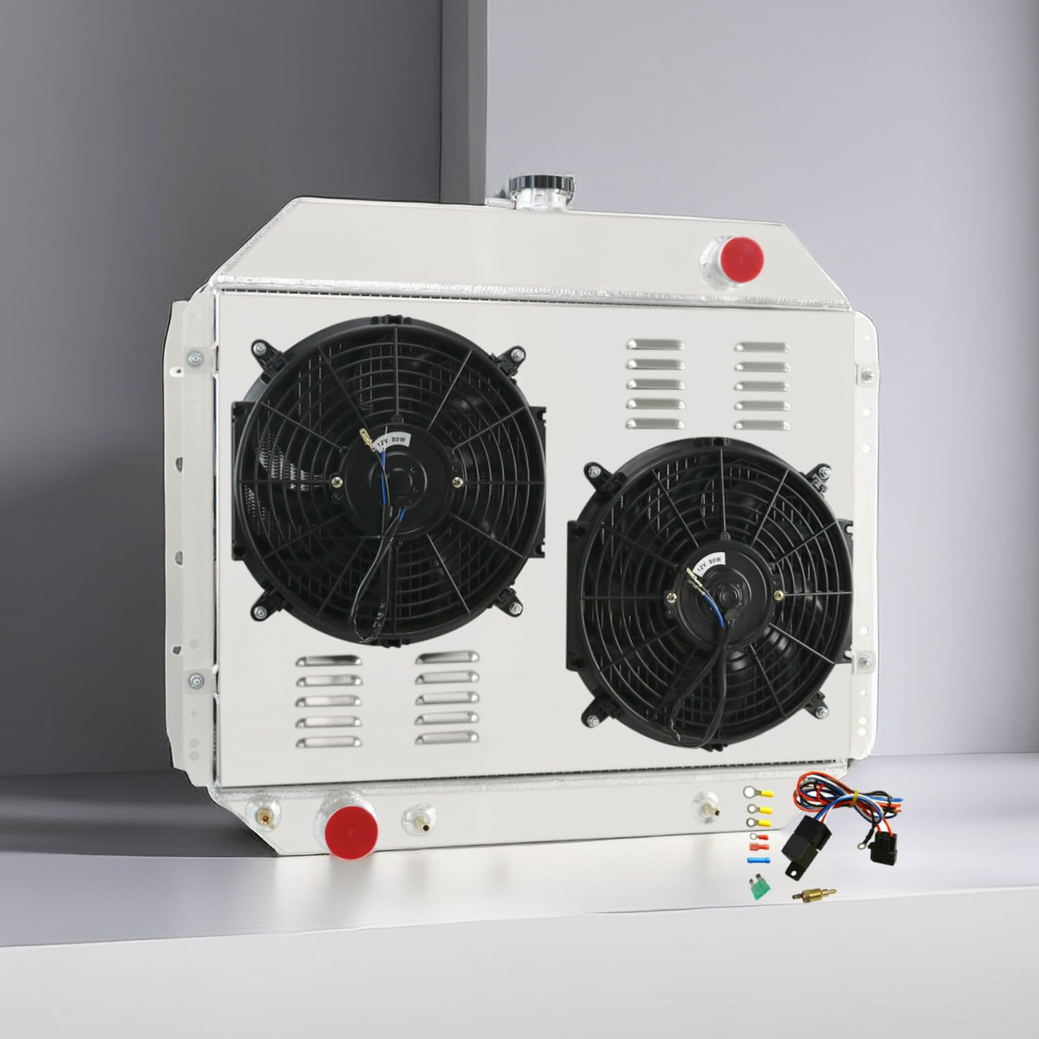 ReadyCool 3 Row Core Radiator for 1966-1979 67 68 Ford Bronco F100 F150 F250 F350 Truck V8, Full Aluminum Radiators with Shroud Fan+Relay Kit 69 70 71 72 73 74 75 76 77 78 79