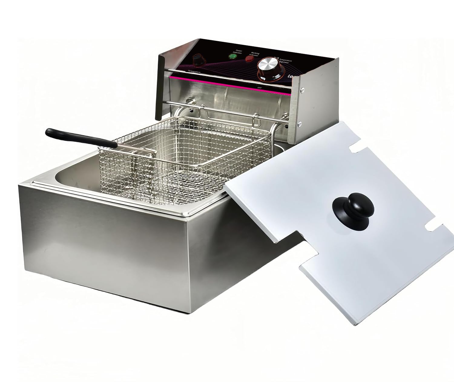 Frytkownica 6 litrów ze stali nierdzewnej, regulowany termostat z sitkiem, 2500 W (6 l)