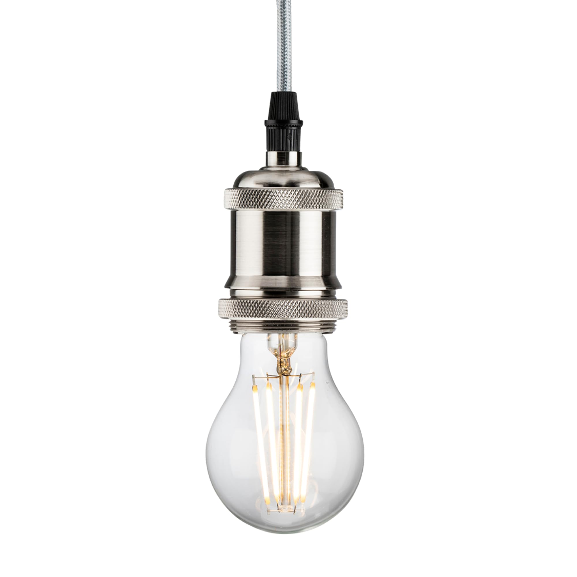 Knightsbridge 230V 1.8M E27 Vintage Track Pendant - Brushed Chrome