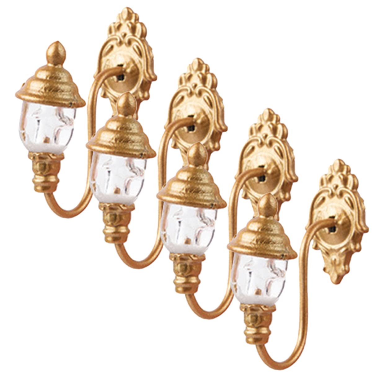 Vaguelly 4Pcs Mini Wall Lamp Model Simulation Wall Lamps for Mini House Decoration Warm Light for Sand Table Landscaping Realistic Outdoor Indoor Display