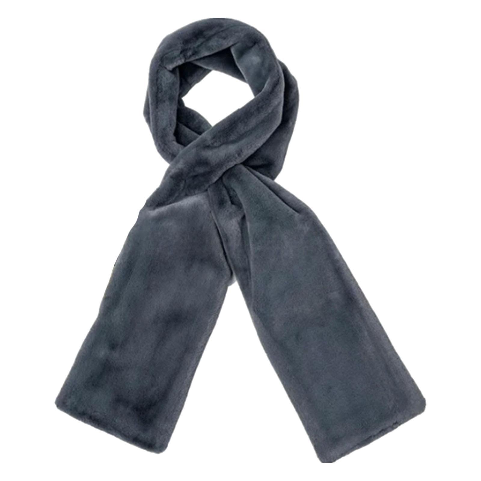 fabloft Plush Scarf With Hidden Zipper Pocket Soft For Valuables Cell Phone Gray-picture-31