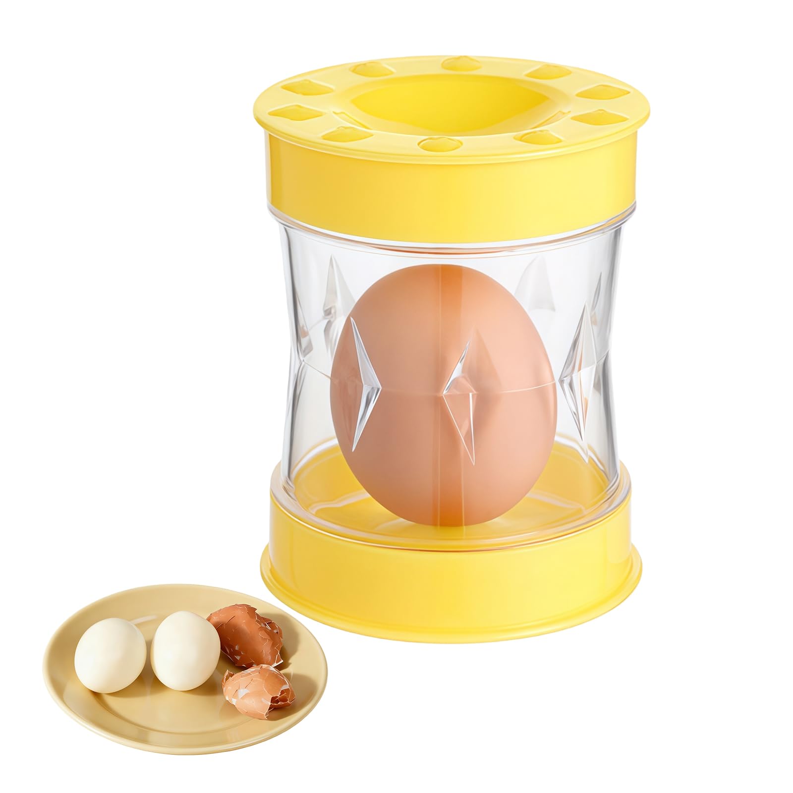 Egg Peeler for Hard Boiled Eggs – Self Adhesive Egg Shell Remover, Quick & Efficient Egg Peeling Tool, Perfect for Kitchen & Home Use (Yellow)