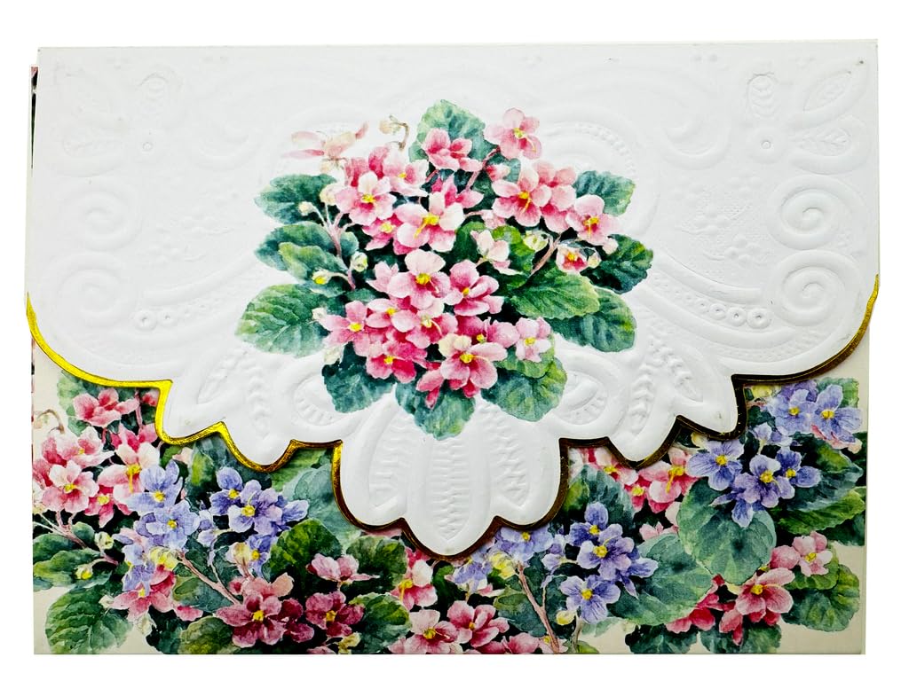 Pink and Blue African Violets Boxed Note Cards by Carol Wilson NCP2201