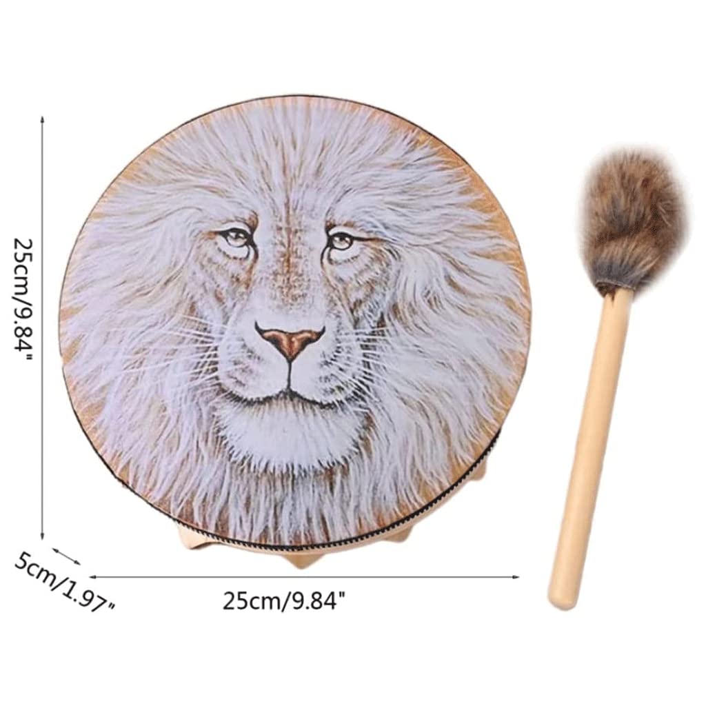 LIOONS Tambour chaman Tambour éthéré Fait à la Main Tambour Rond avec Baguettes de Tambour Tambour à Main pour garçons et Filles Tambour Adulte
