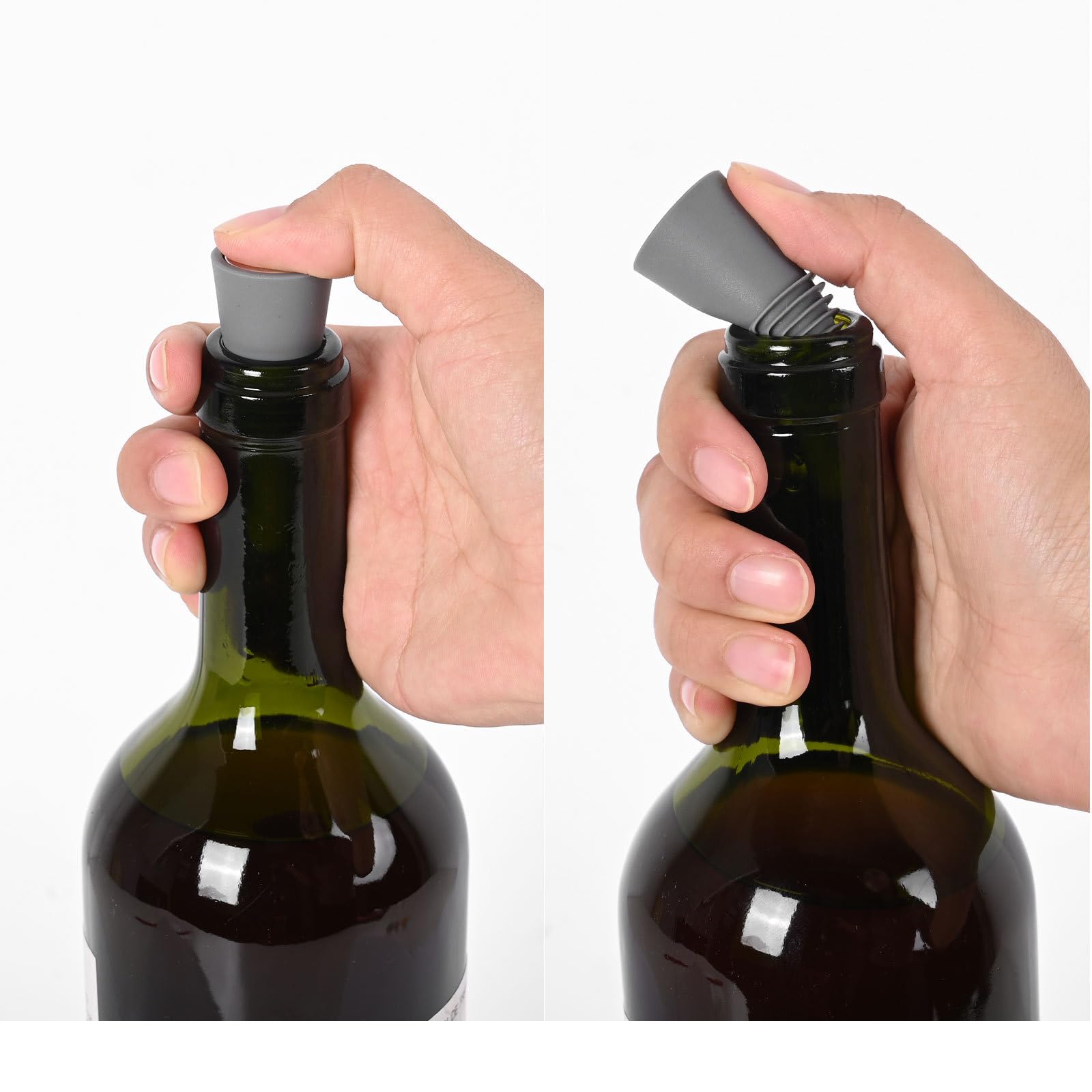 Lot de 3 bouchons de bouteille de vin en liège avec couvercle antidérapant pour garder le vin et le champagne frais, bouchons de vin tendance et durables