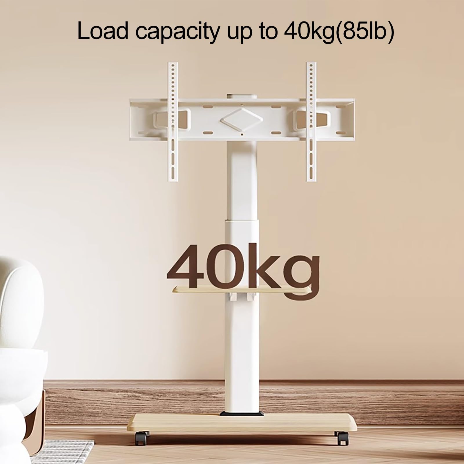 Soporte de TV rodante portátil para LCD/LED/Ola de 3275 Pulgadas Soporte de Piso Giratorio Ajustable TV móvil para Uso en Sala de conferencias, Sala de Estar y Dormitorio