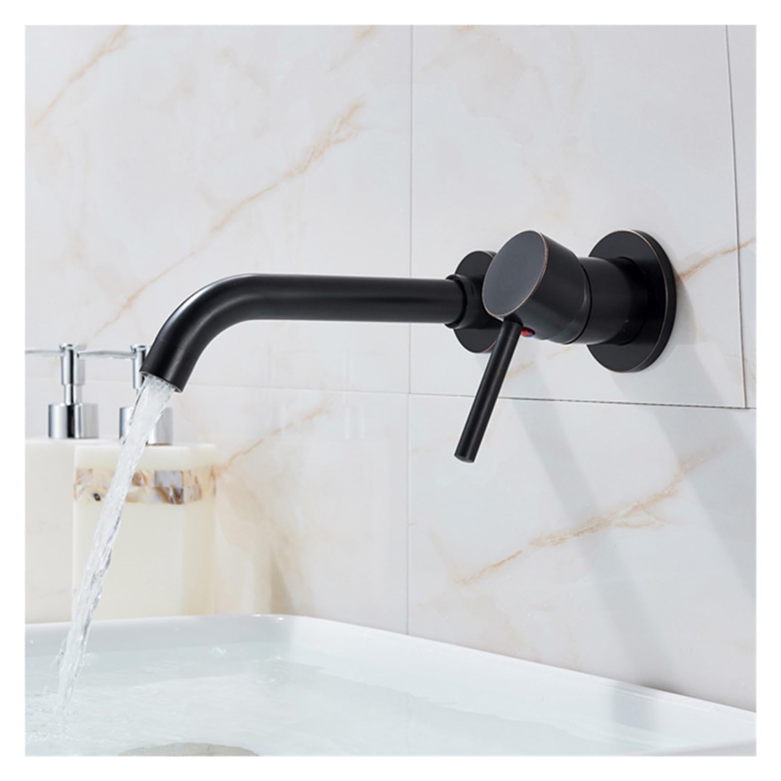 ZQFHSX Kitchen Sink Faucet, Wall Mounted Brass Faucet Bath One Hole Cold Water Rotate Spout Multiple hes(Black Bronze)