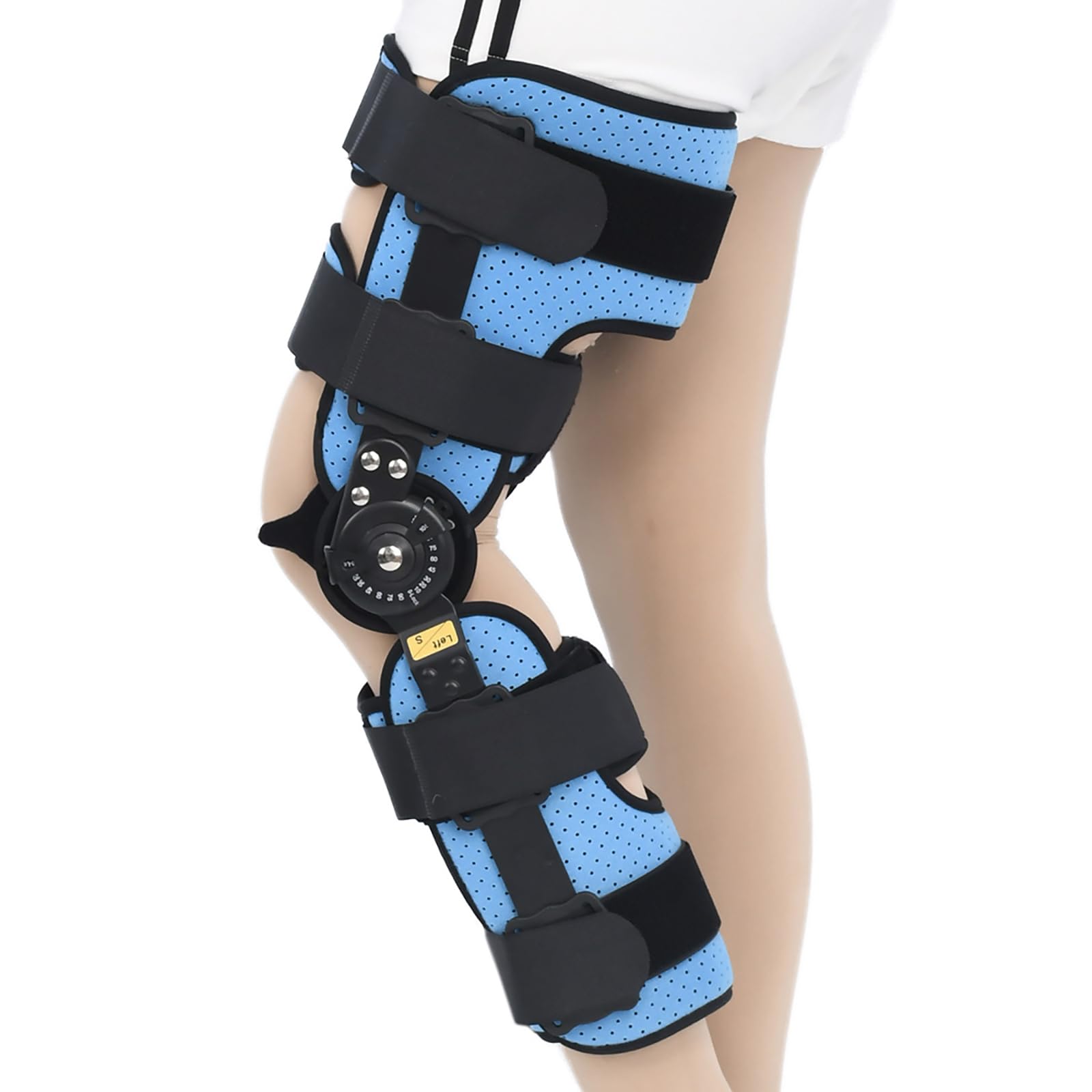 Supporto per ginocchio articolato, ortesi per ginocchiera post-operatoria, regolazione dell'angolo di recupero progressivo 0°-120, anello di supporto fisso a forma di C, per la cura riabilitativa