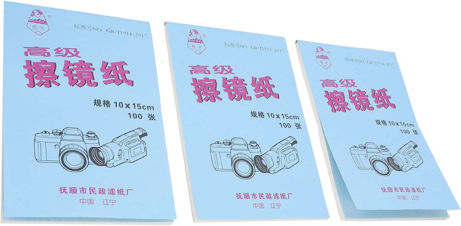 Portable Microscope Lens Cleaning Paper Tissue 10x15cm 100 Sheets Per Book 3-book Set Dust-free Lens Wipes for Camera, Eyeglasses, and Electronics