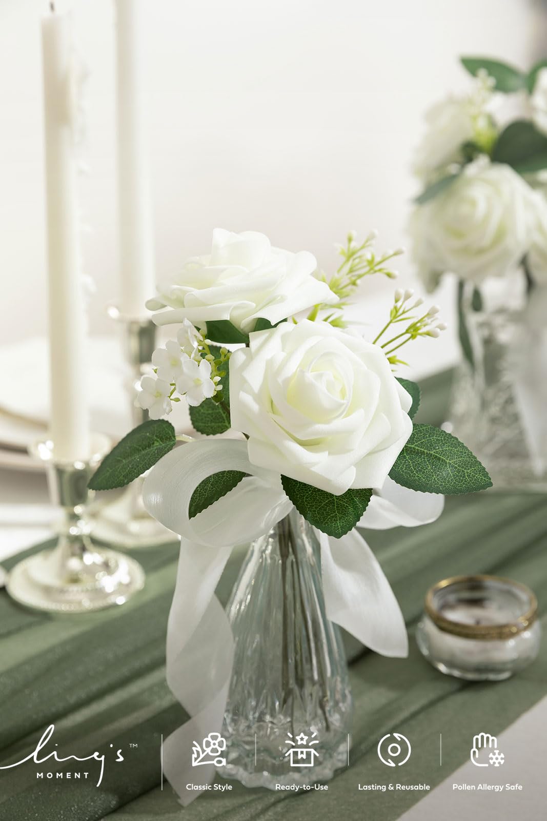 Amazon.com: Ling's moment Artificial Flowers 25Pcs Ivory Roses