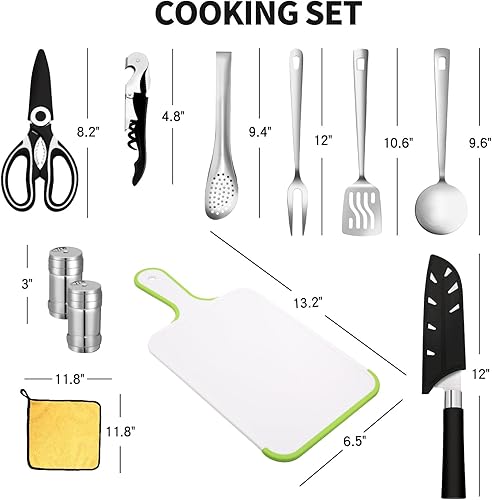 Miniatura 7 de AOFUXTI Juego de utensilios de cocina para camping, 25 piezas, equipo de cocina de campamento, accesorios compactos y portátiles, perfectos para