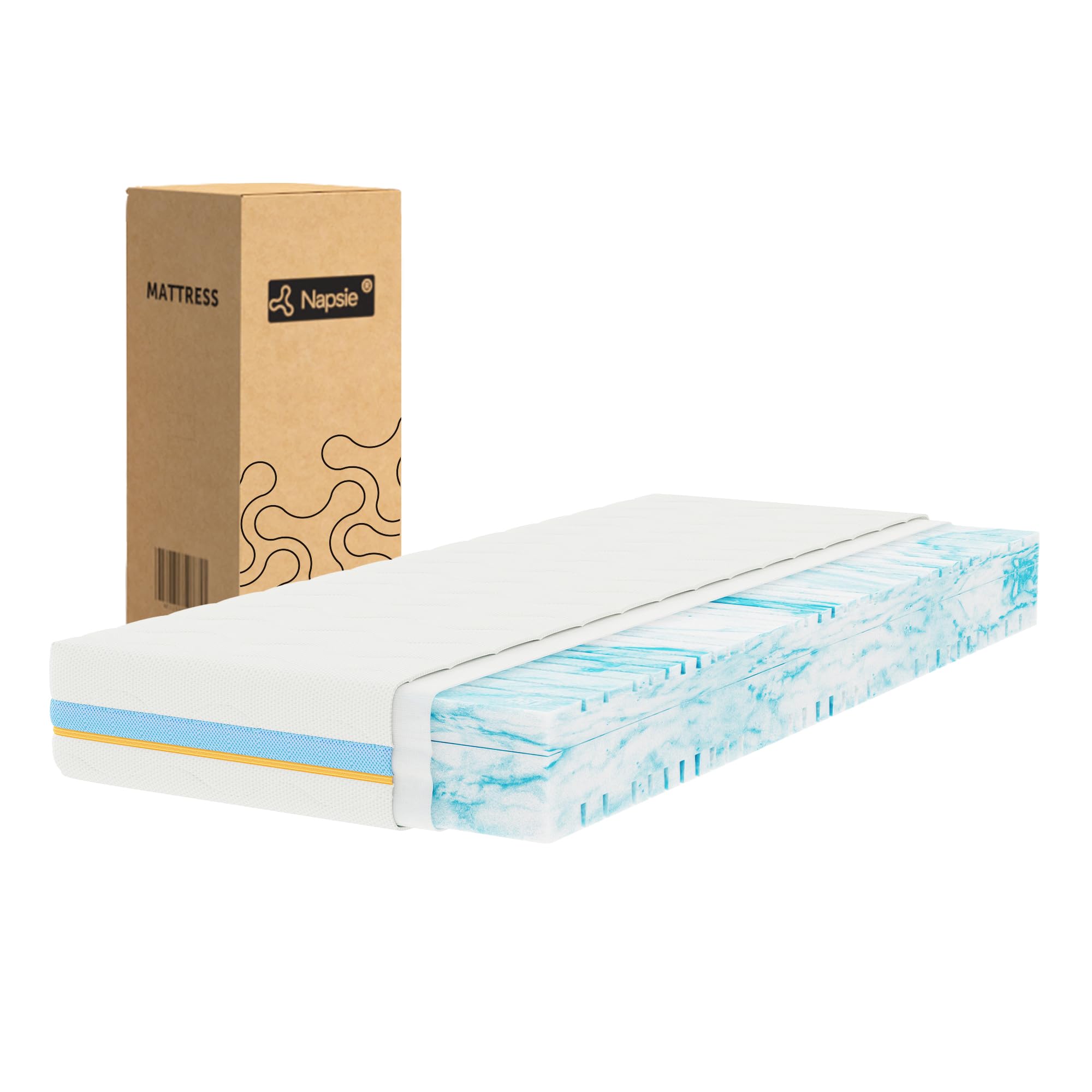 NAPSIE Matratze 180x200 cm– Mittelfest & Weich, Beidseitig nutzbar,22 cm Höhe, 7-Zonen Kaltschaum, ergonomische Rückenstütze, Oeko-Tex Standard 100 Zertifiziert