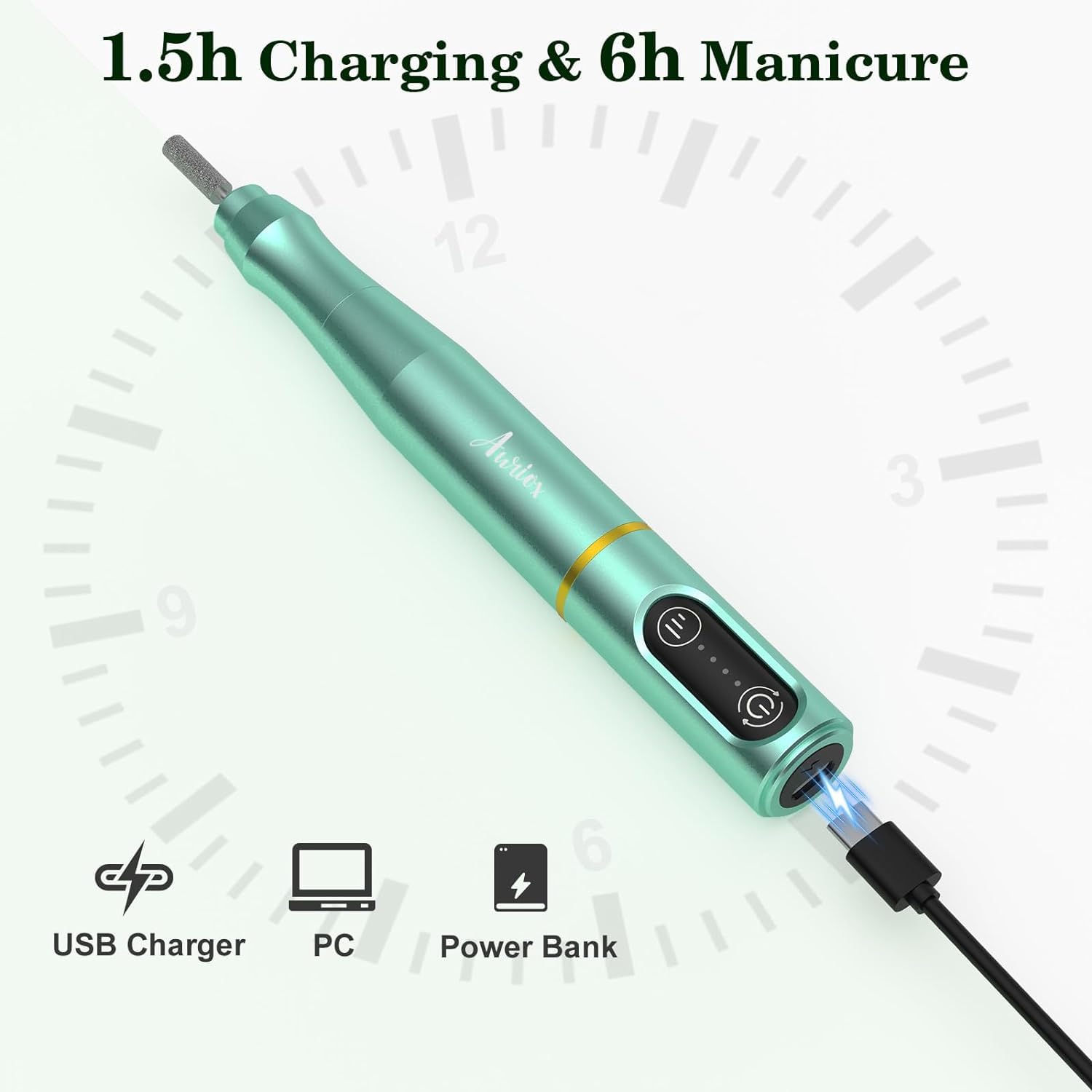 Ponceuse à Ongles électrique Sans Fil Auriox M109 Professionnelle - Rechargeable USB 12V