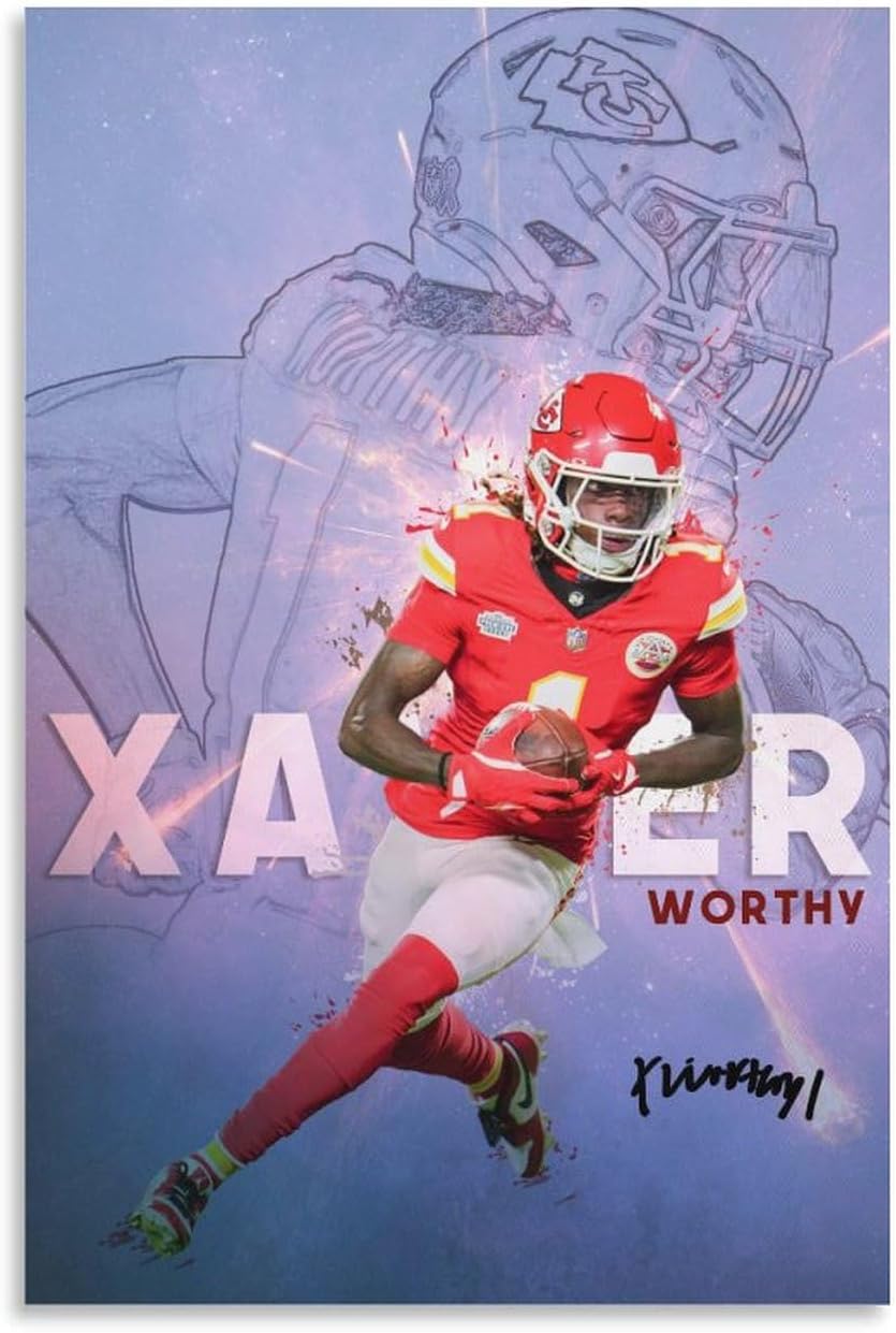 YOhvsfN American Football Player Xavier Worthy Celebrity Poster Canvas Painting Posters And Prints Wall Art for Living Room Bedroom Decor 12x18inch(30x45cm)