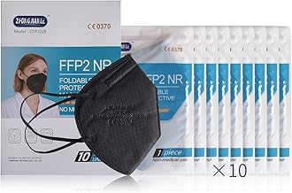 ZHONGJIANLE Mascarilla FFP2 NR Homologadas, Color Negro, 10 Unidades, CE0370 EN 149:2001 + A1:2009