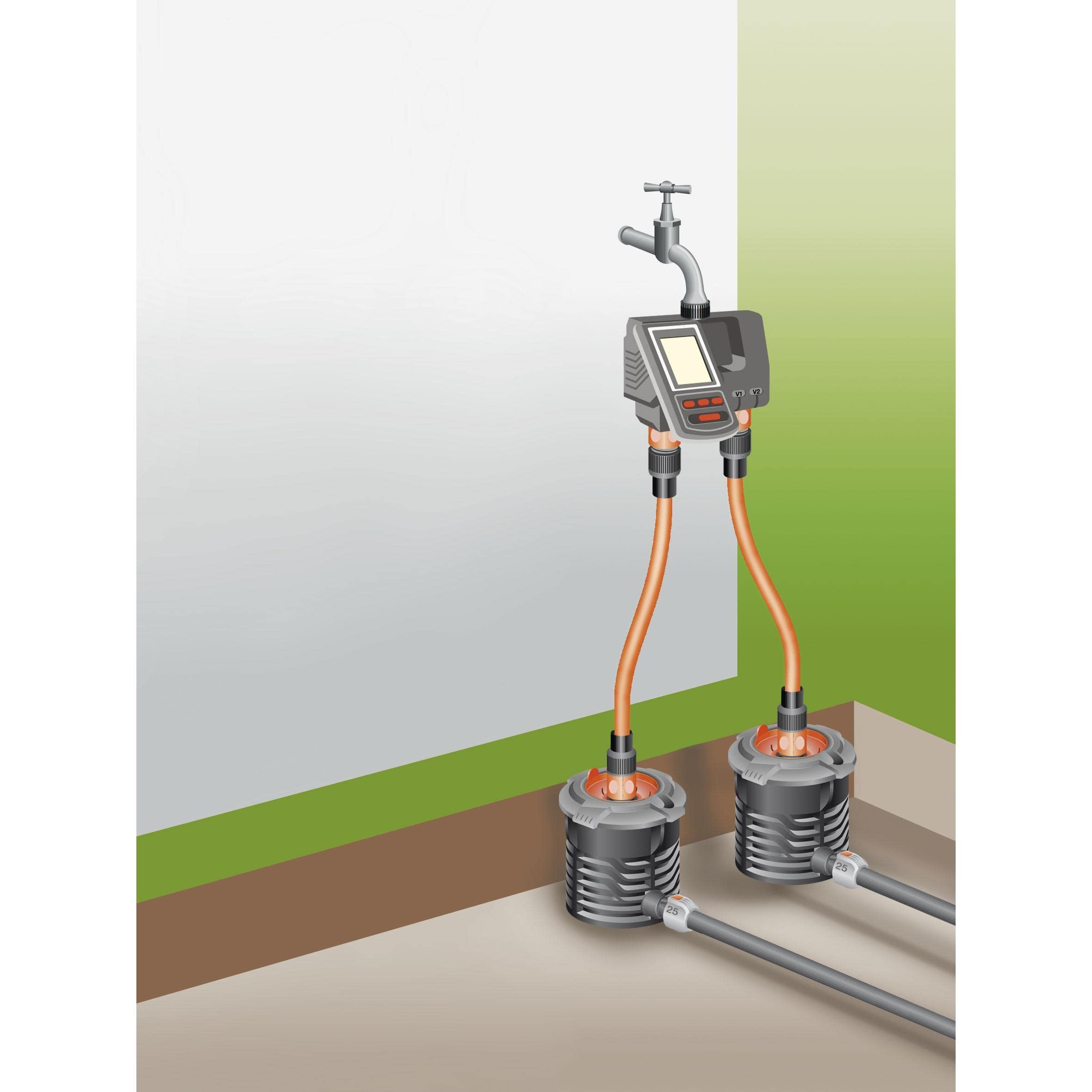 Computer per Irrigazione Gardena Multicontrol Duo: Controllo Automatico D'Irrigazione, Programmabile, Sino a 3 Irrigazioni Al Giorno (1874-20)