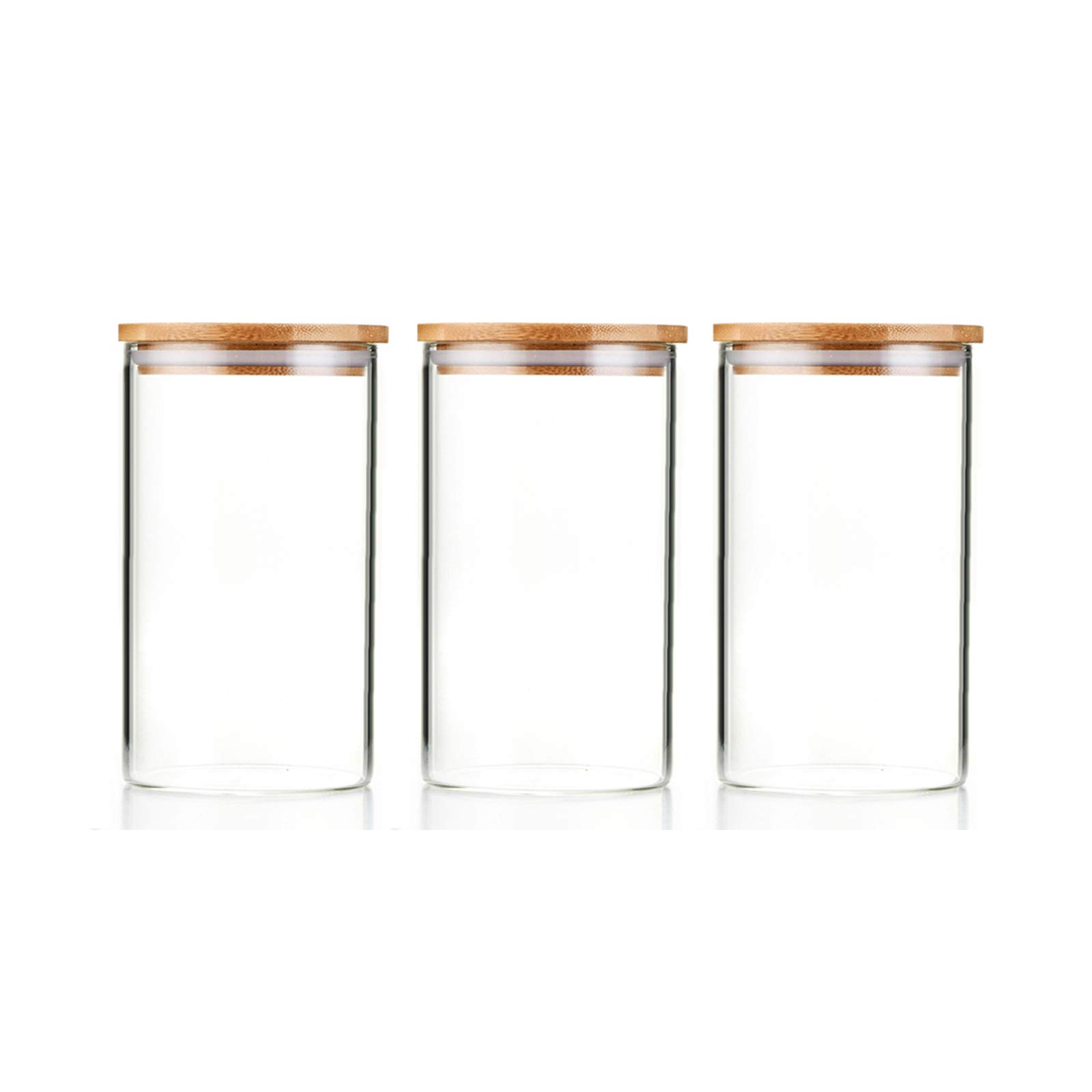 SWEEJAR 40 oz Glass Canisters with Airtight Bamboo Lid(set of 3), Food Storage Jar for Kitchen, Dry Food Containers for Serving Tea, Coffee, and More
