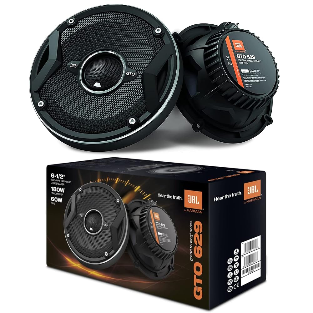 2 x 2-Way Coaxial Speakers GTO629 GTO 629 16.5cm 165mm 6.5" 60 Watts RMS 180 Watts MAX Impedance 3 Ohm SPL Car, Black, Pair Kit