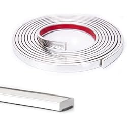 Paneles Decorativos Fibrofacil Art3d Moldura de vinilo flexible de 10 pies para bordes de azulejos de pared, salpicaduras de cocina, marco de espejo en acero inoxidable