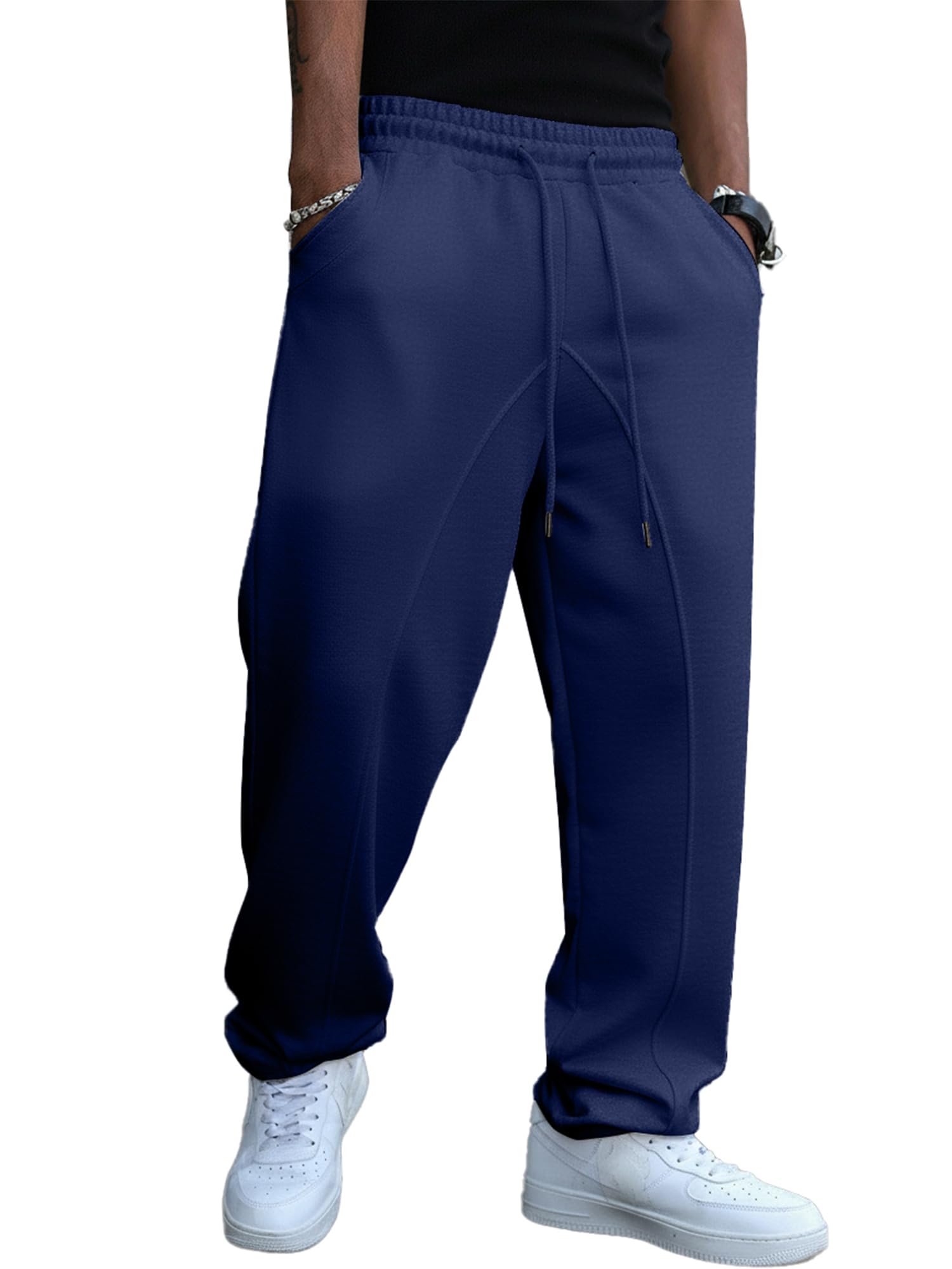JMIERR Herren Casual Baggy Hosen Breite Beine Reisehosen Streetwear Joggers mit Taschen