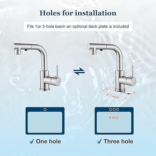 Miniatura 8 de Grifos de cocina de cromo pulido con rociador desplegable 1 agujero, grifo de lavabo de baño RV grifo de baño de una sola manija, grifo mezclador a