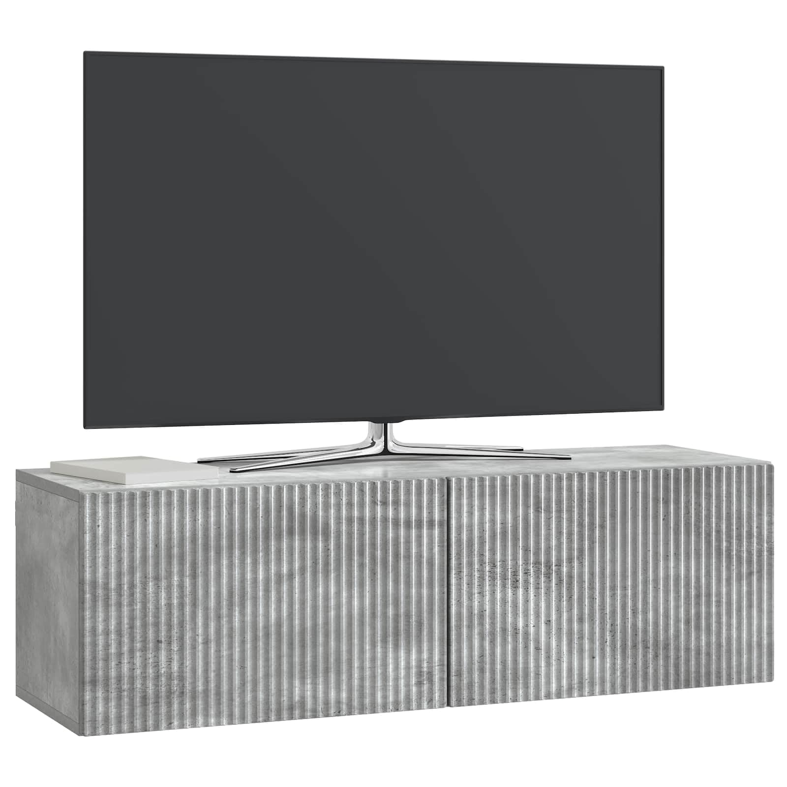 vidaXL Wall-Mounted TV Cabinet Concrete Grey 98 x 31 x 30 cm, Living Room, Modern Entertainment Wall Unit, Rectangular TV Console System, Stylish Ample Storage, Wall-Mounted Cabinet