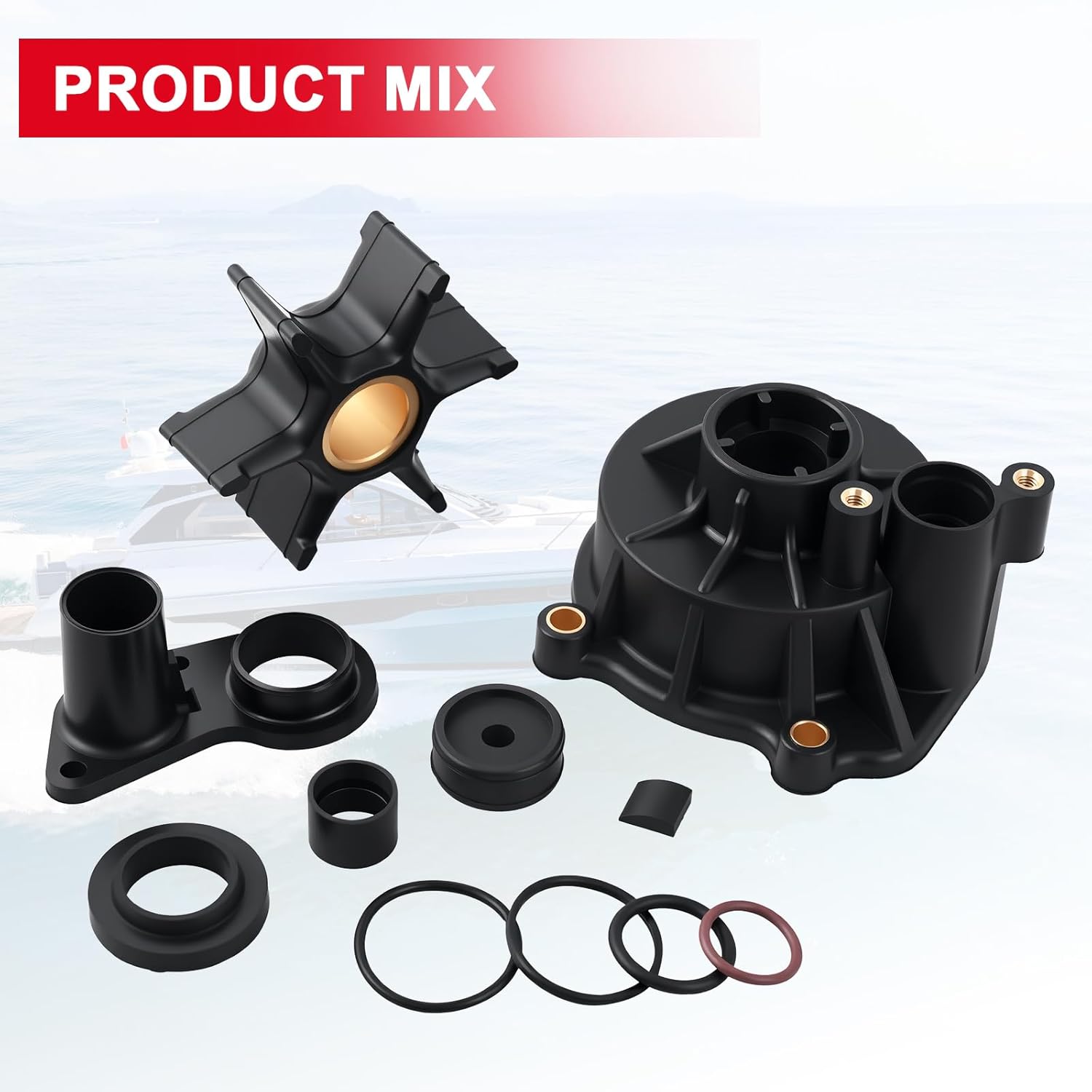 5001594 Water Pump Repair Kit with Housing for Johnson Evinrude V4 V6 V8 85-300HP Outboard Motor Parts - Replace 5001594 395060 390768 Sierra 18-3392