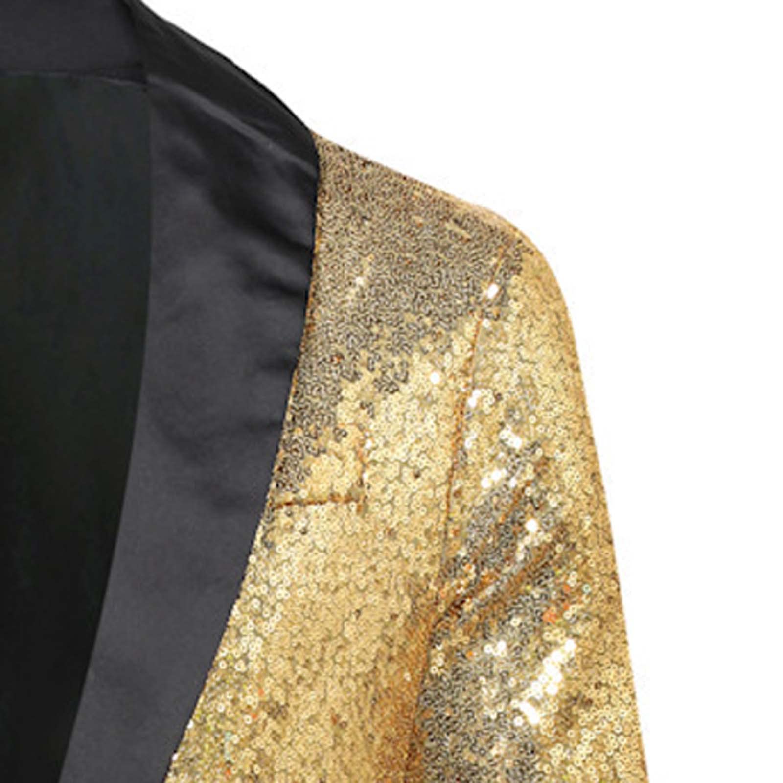 Herren Frack Pailletten, Gothic Jacke Herren Midi, Schwarz Glitzer Mantel mit Knöpft Elegant Tuxedo Mittelalter Steampunk Gehrock Viktorianische Hof Kleidung Nightclub Party Halloween Kostüm