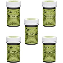 Sugarflair Spectral Bitter Lemon/Lime Food Colouring Paste, Highly Concentrated for Use with Sugar Pastes, Buttercream, Royal Icing or Cake Mix, Vibrant Colour Dye - 25g Pack of 5