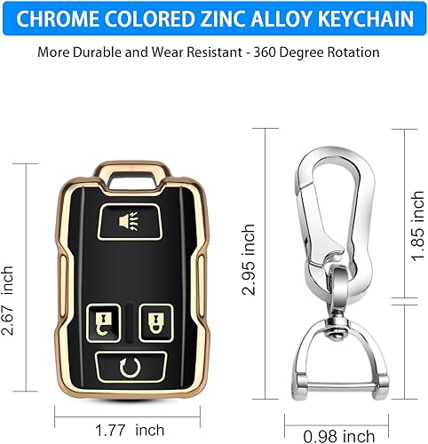 Miniatura 5 de QBUC Funda protectora para llavero Chevy de 360 grados con llavero compatible con Chevrolet 2014-2021 LT GMC Sierra Canyon Yukon Suburban Tahoe