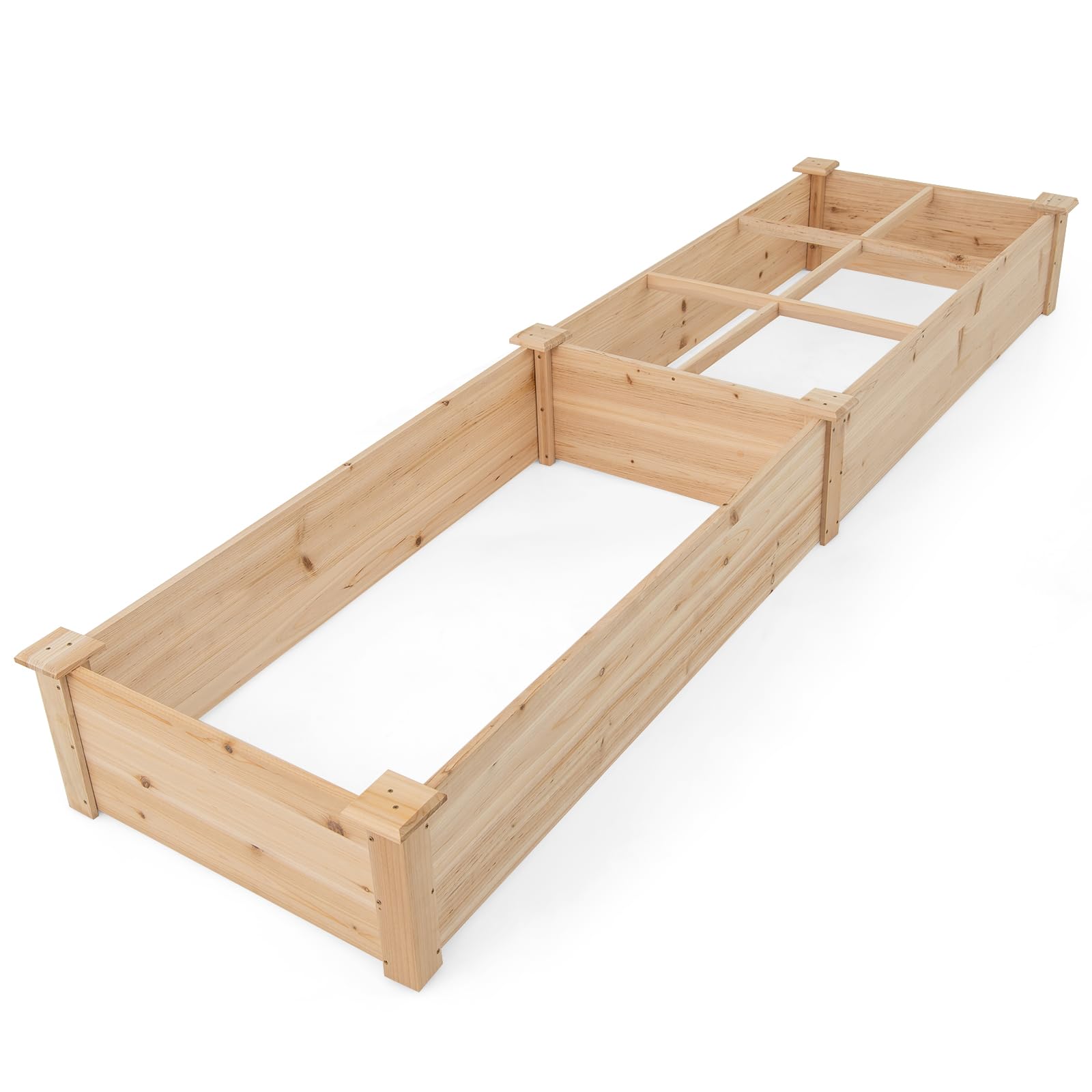 RELAX4LIFE Huerto Urbano Terraza 228x62x25cm de Madera de Abeto con 1 Compartimento Grande y 6 Pequeñas, Mesa de Cultivo con Divisores Extraíbles para Verduras, Frutas, Hierbas y Flores (Natural)