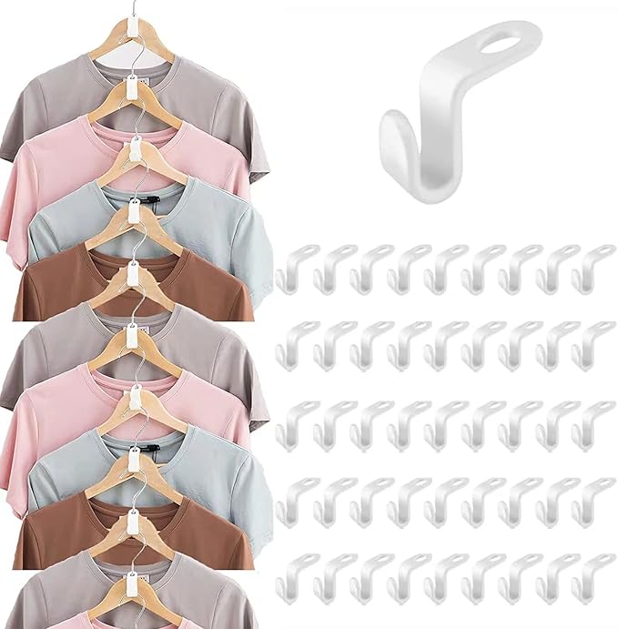 50 Pcs Clothes Hanger Connector Hooks,Plastic Cascading Hanger Hooks