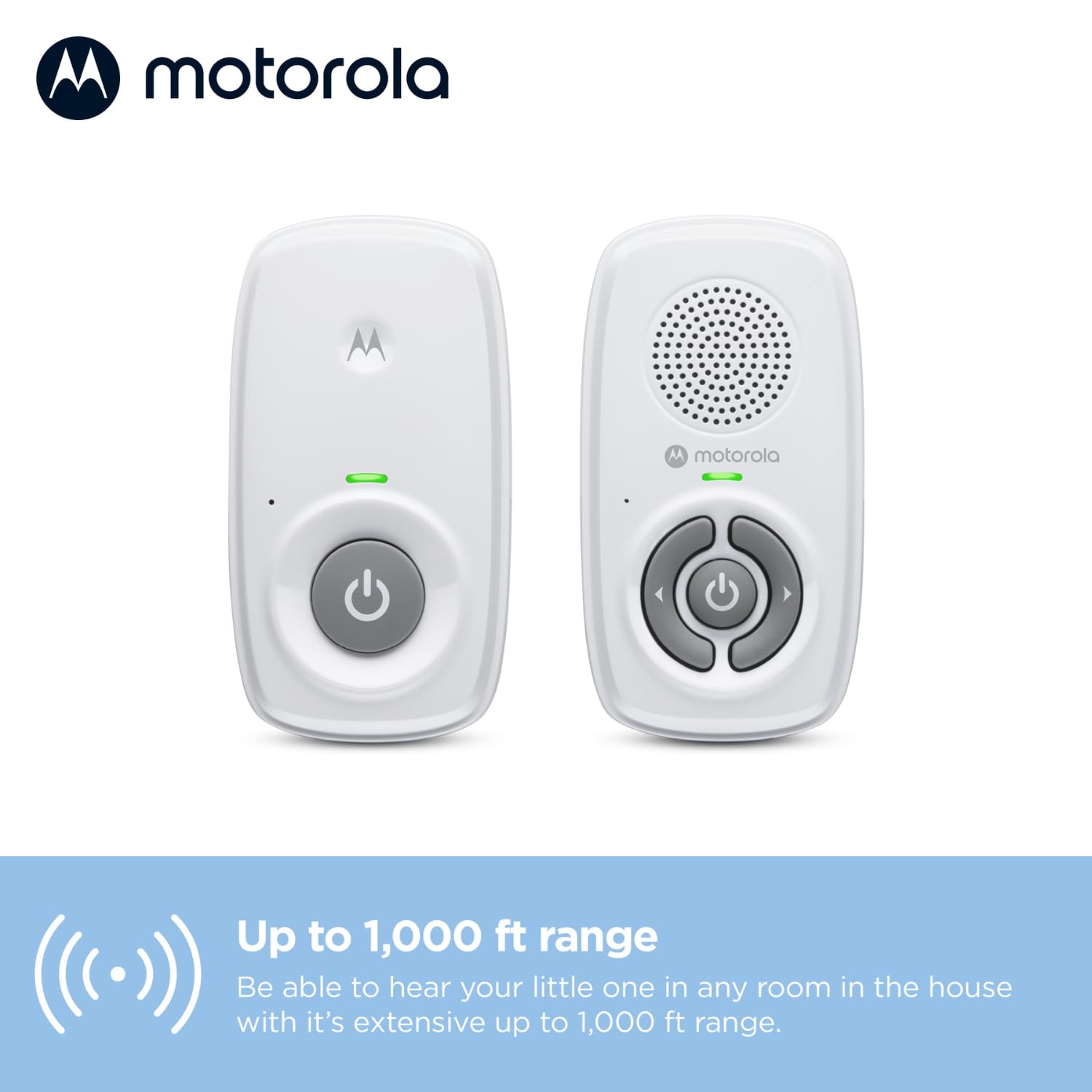 Motorola Nursery AM21/MBP21 Audio Baby Monitor - Digital Baby Monitor with DECT Technology for Audio Monitoring - 300 Meter Range - High Sensitivity Microphone - White — view 2